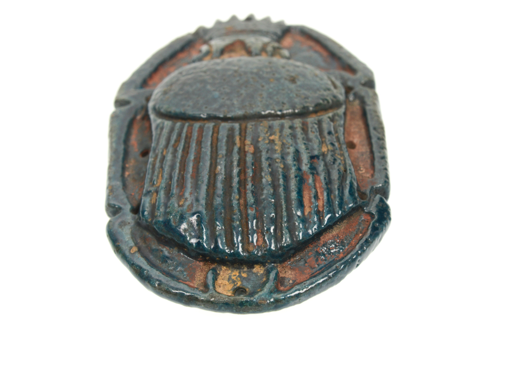 Antique Egyptian Blue Pectoral Scarab