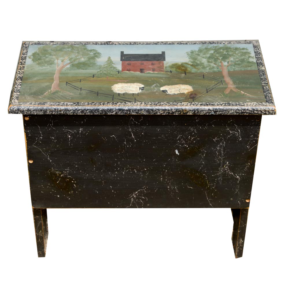 Primitive Style Hand-Painted Chest