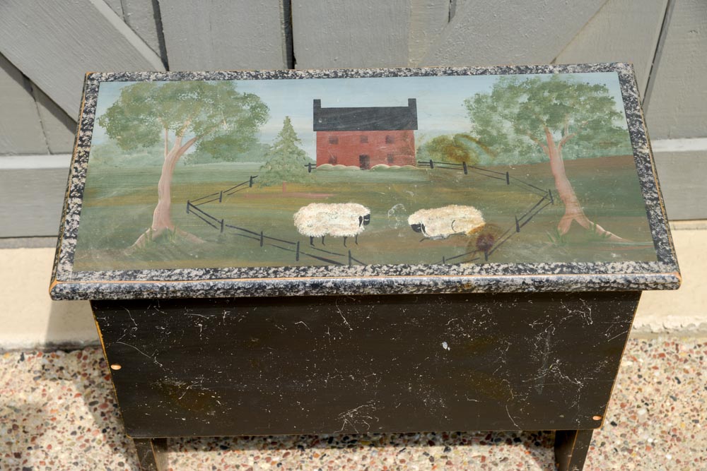 Primitive Style Hand-Painted Chest