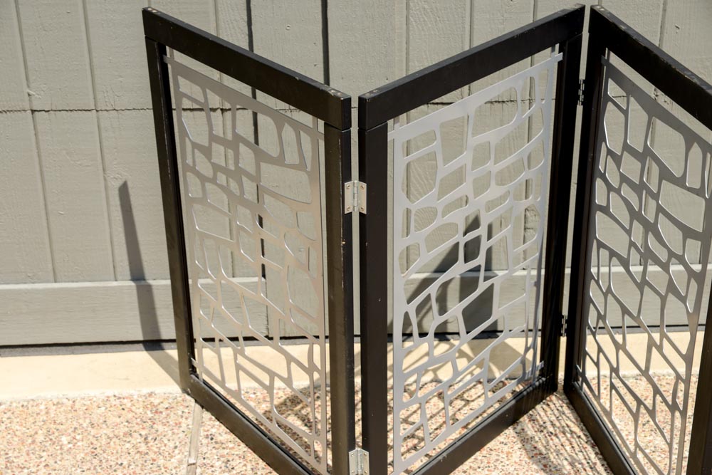 Tri-Fold Metal and Wood Screen