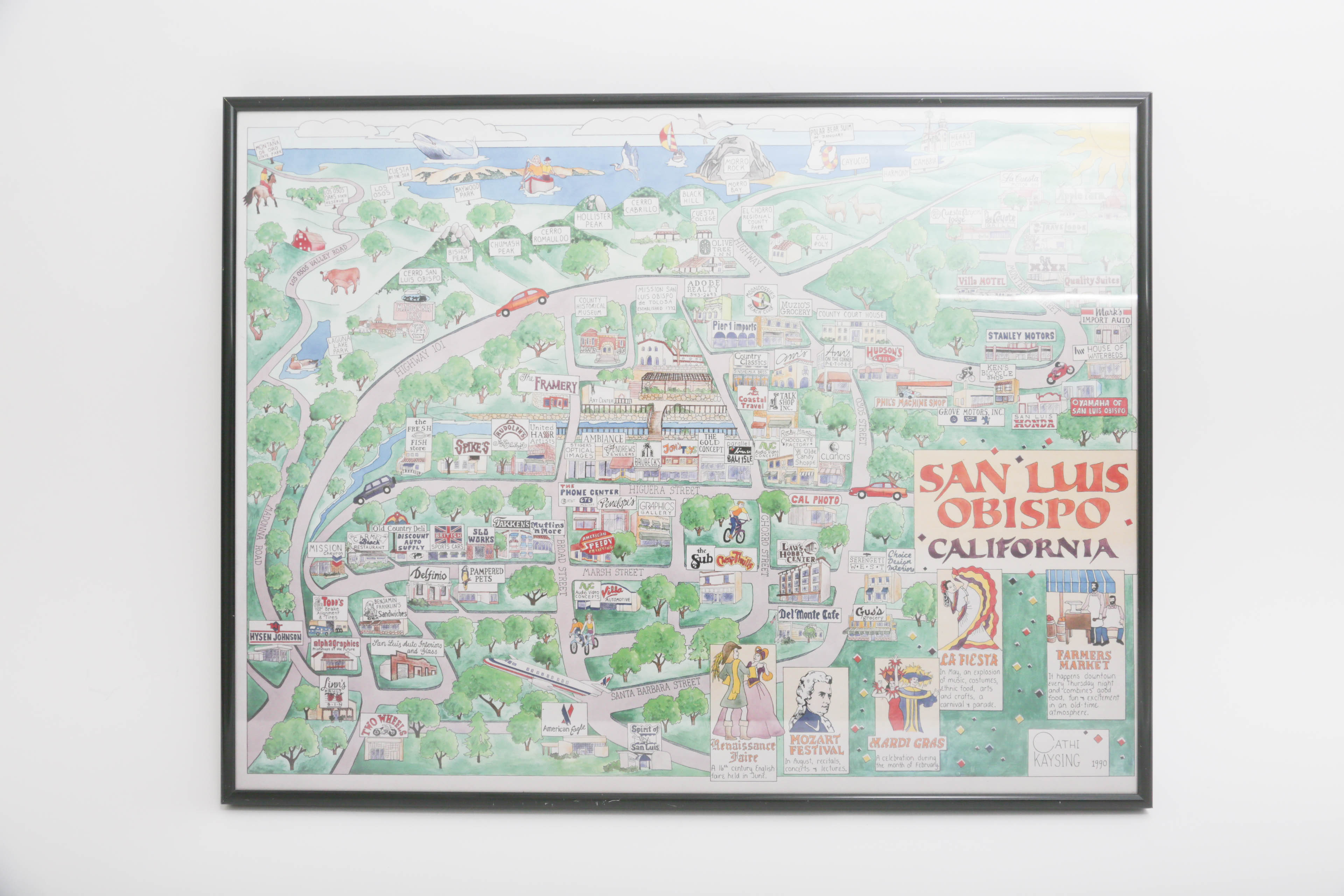 "La Jollaopoly" Board Game and Framed Map of San Luis Obispo