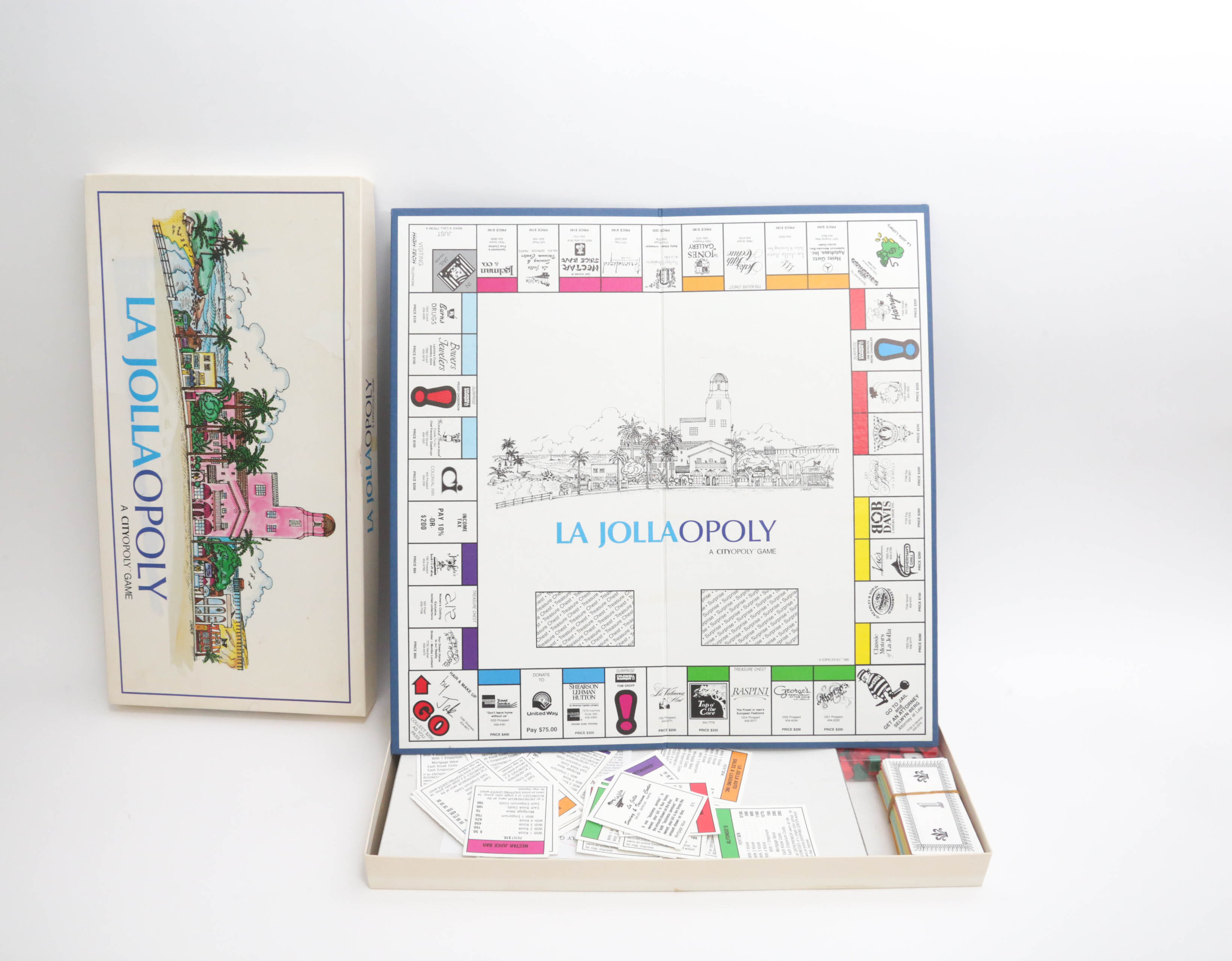 "La Jollaopoly" Board Game and Framed Map of San Luis Obispo