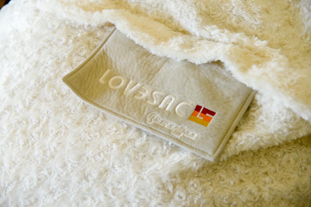 Lovesac Bean Bag Chair With "Gamersac Eskimo Phur Cover"