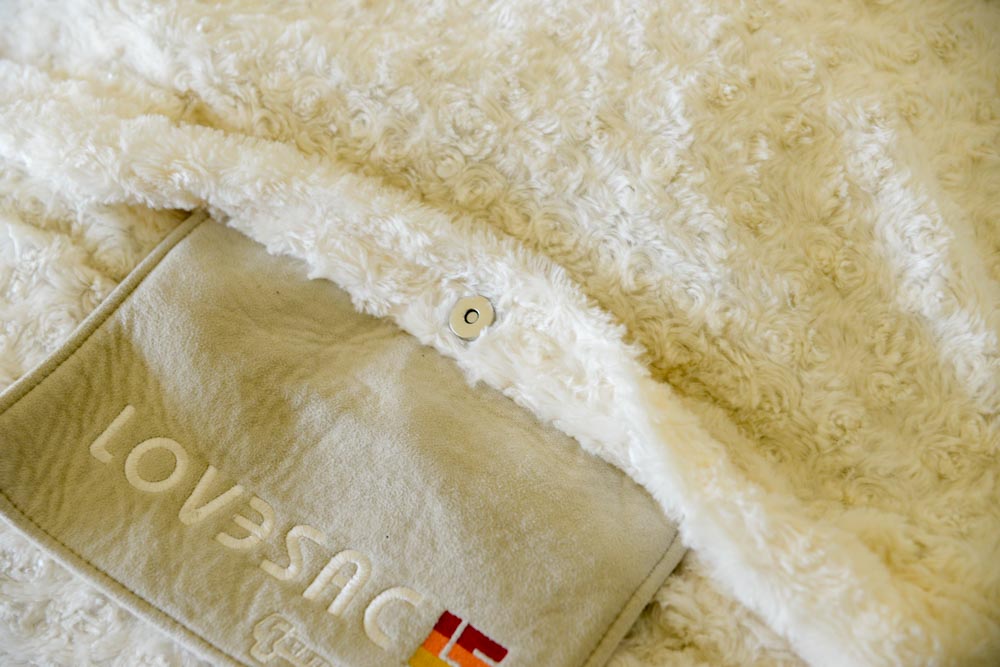 Lovesac Bean Bag Chair With "Gamersac Eskimo Phur Cover"