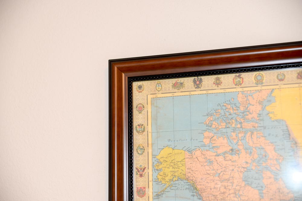 Framed Stanford's World Map
