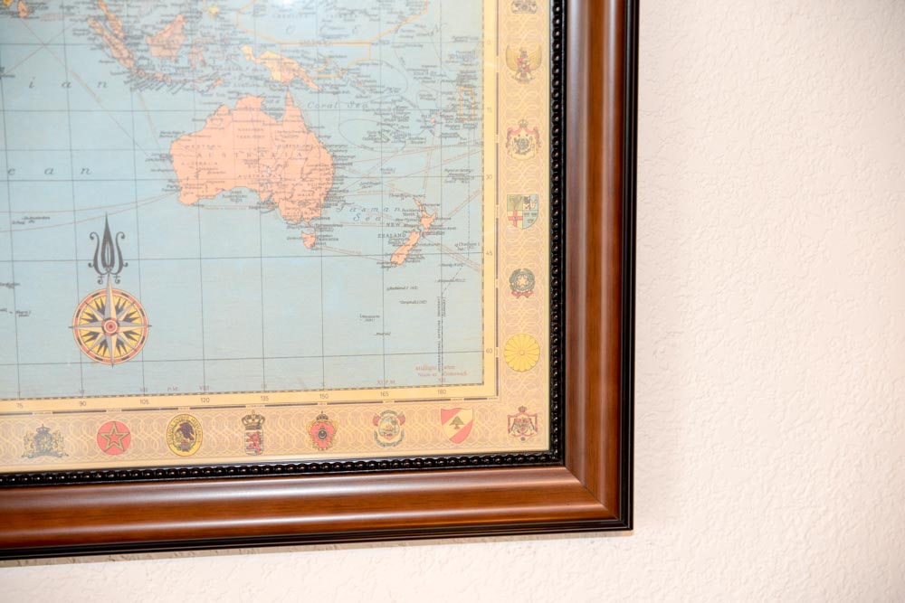 Framed Stanford's World Map