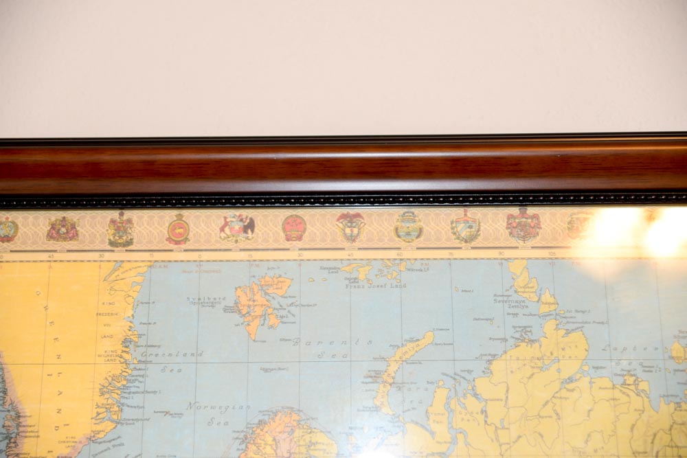 Framed Stanford's World Map