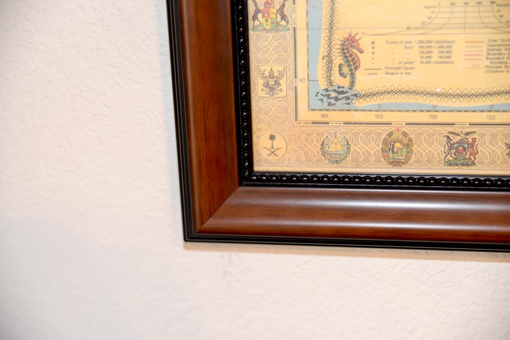 Framed Stanford's World Map