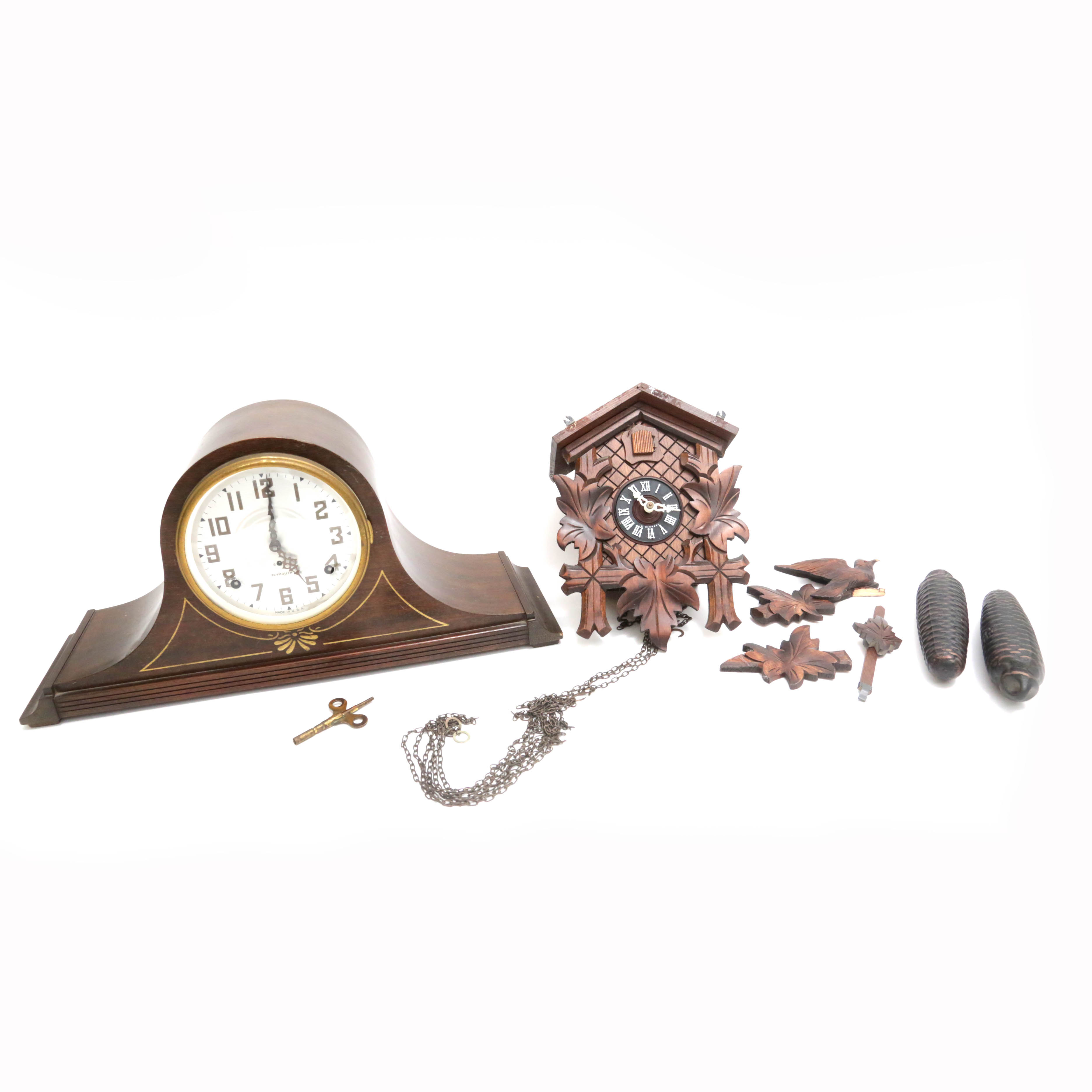 Plymouth Mantel Clock and German Cuckoo Clock