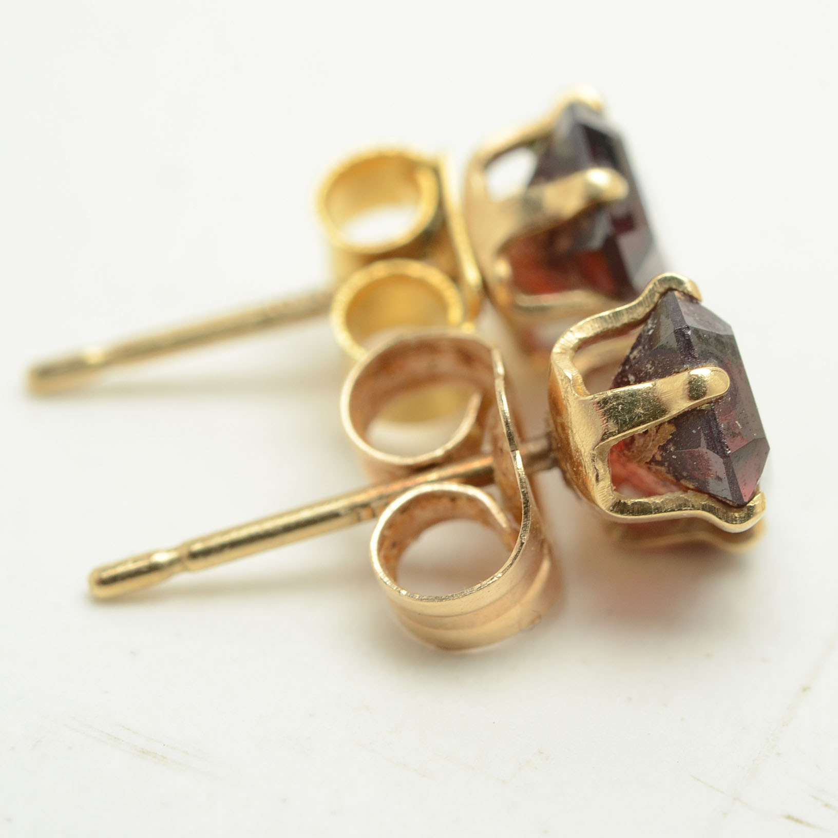 14K Yellow Gold Blue Topaz and 14K Yellow Gold Garnet Earrings