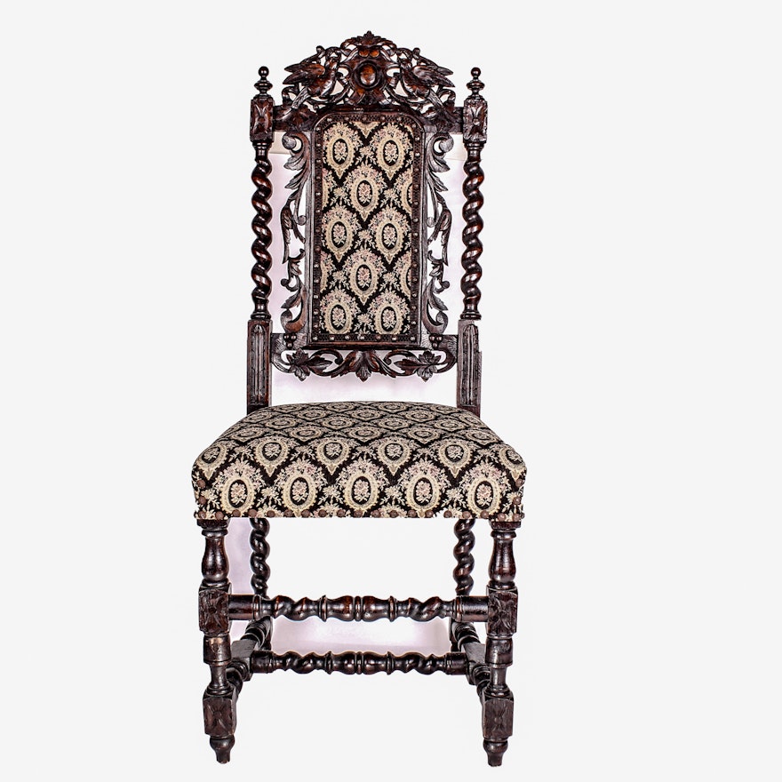 Victorian Gothic Revival Barley Twist Hall Chair