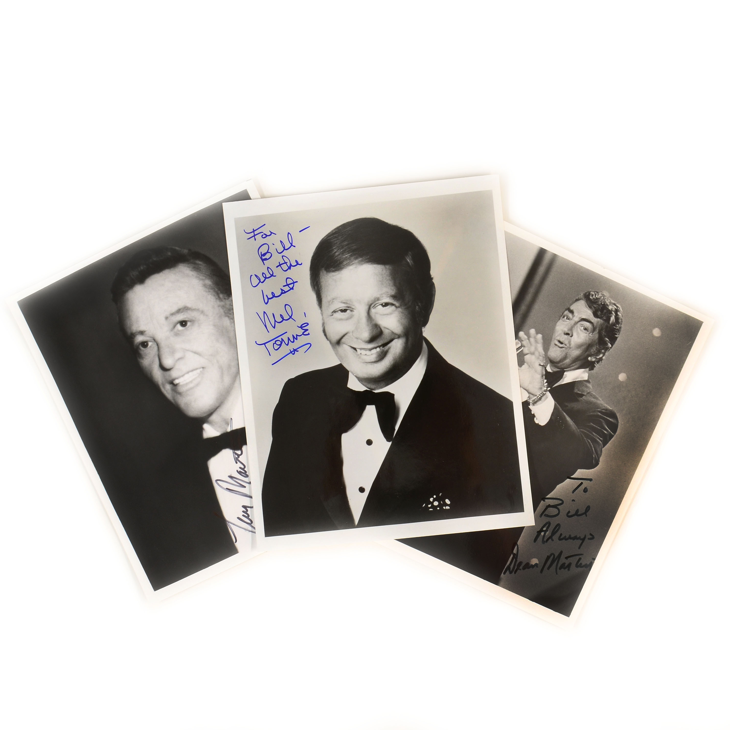 Dean Martin, Mel Torme, and Tony Martin Signed Photos
