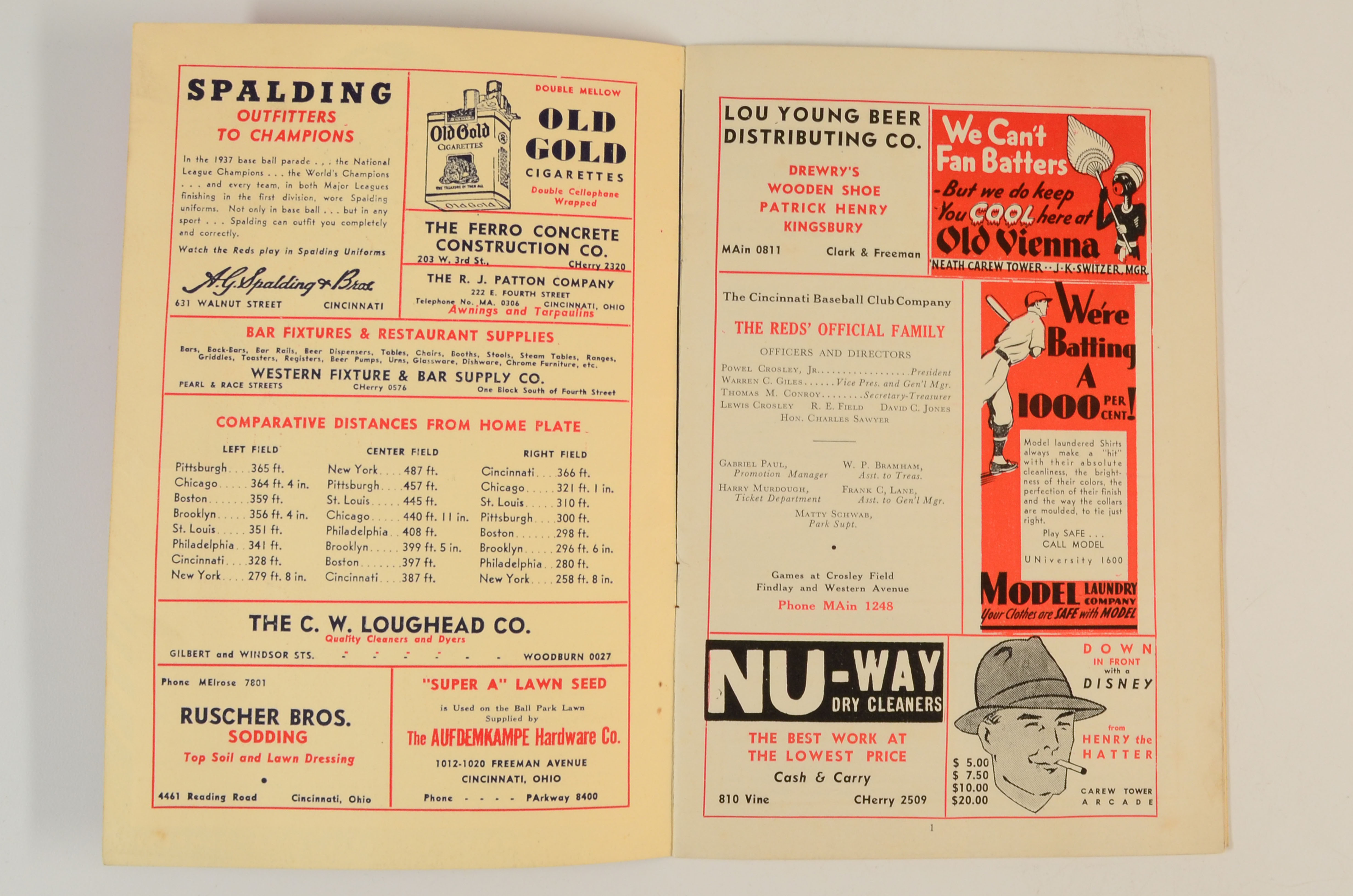 1938 Cincinnati Reds Score Book