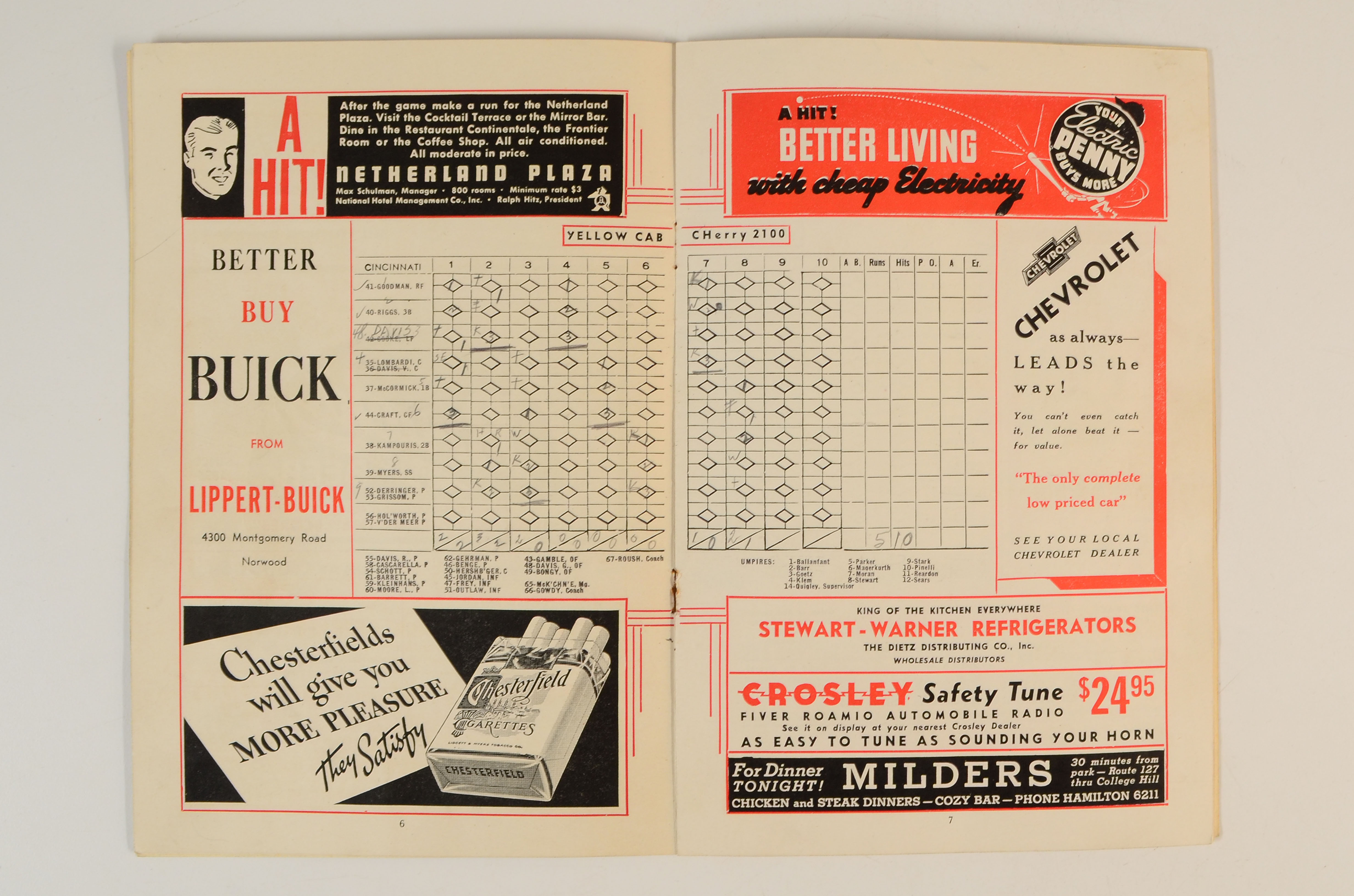 1938 Cincinnati Reds Score Book