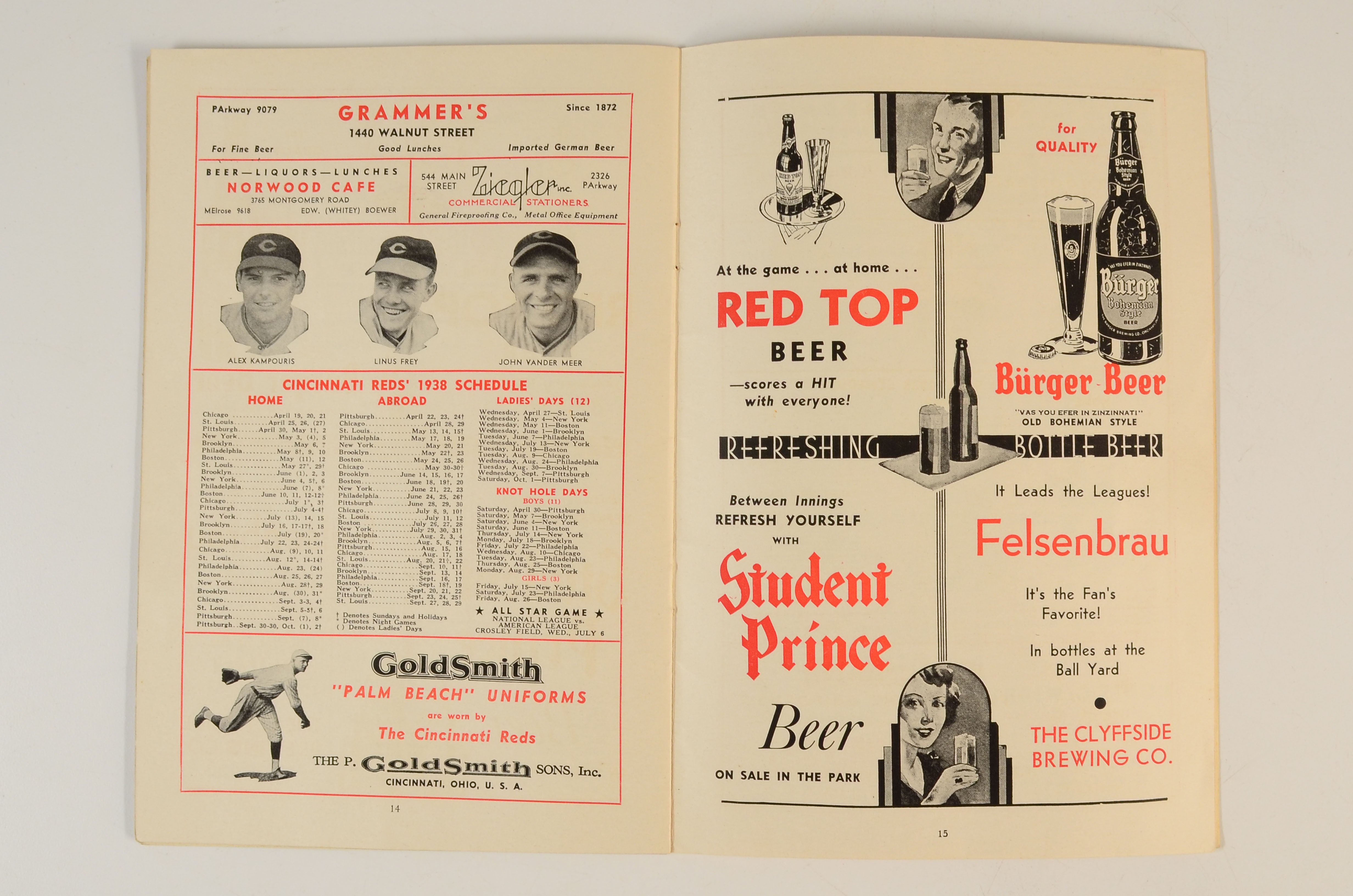 1938 Cincinnati Reds Score Book