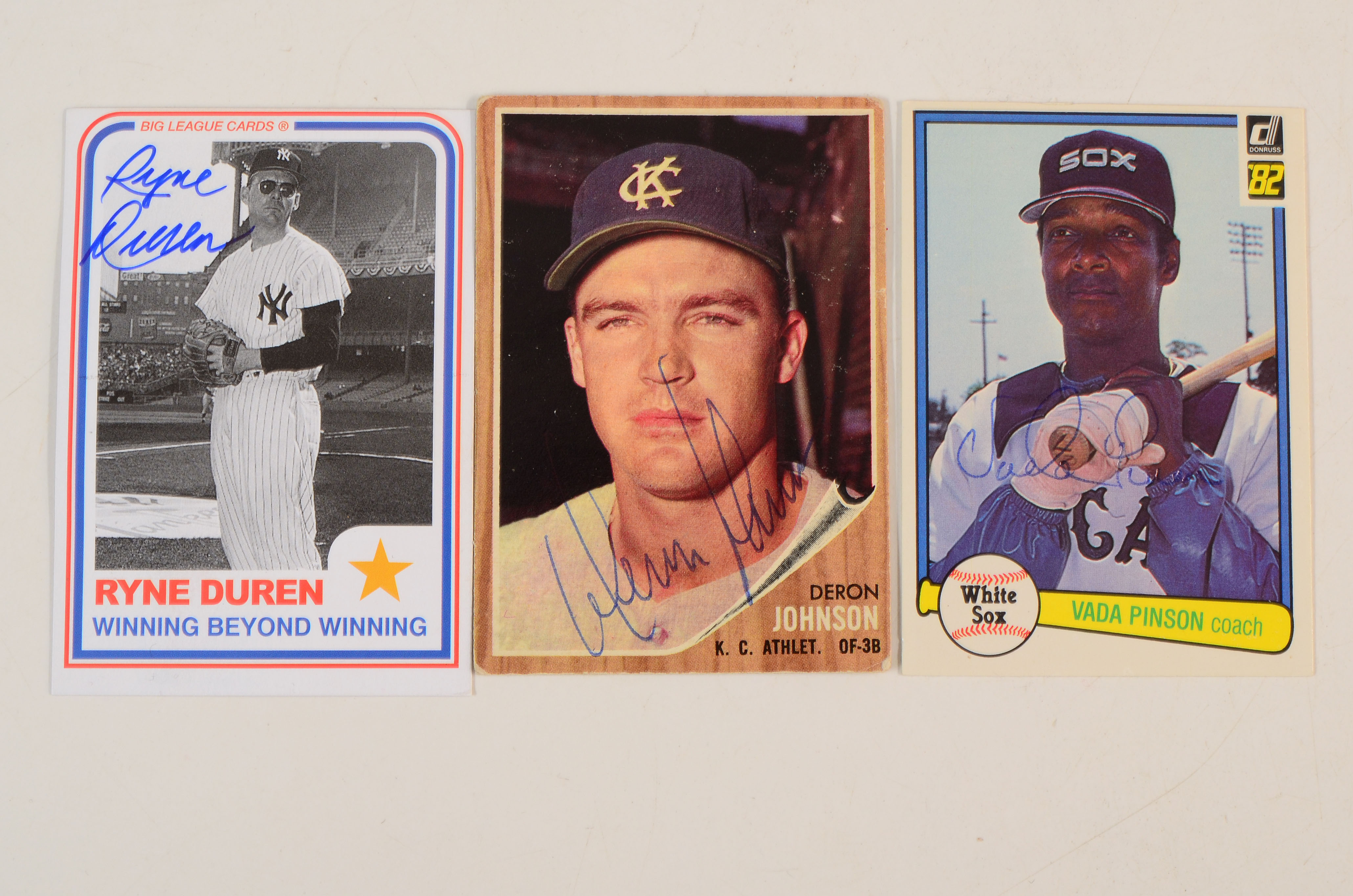 Eleven Signed Baseball Cards With Pinson