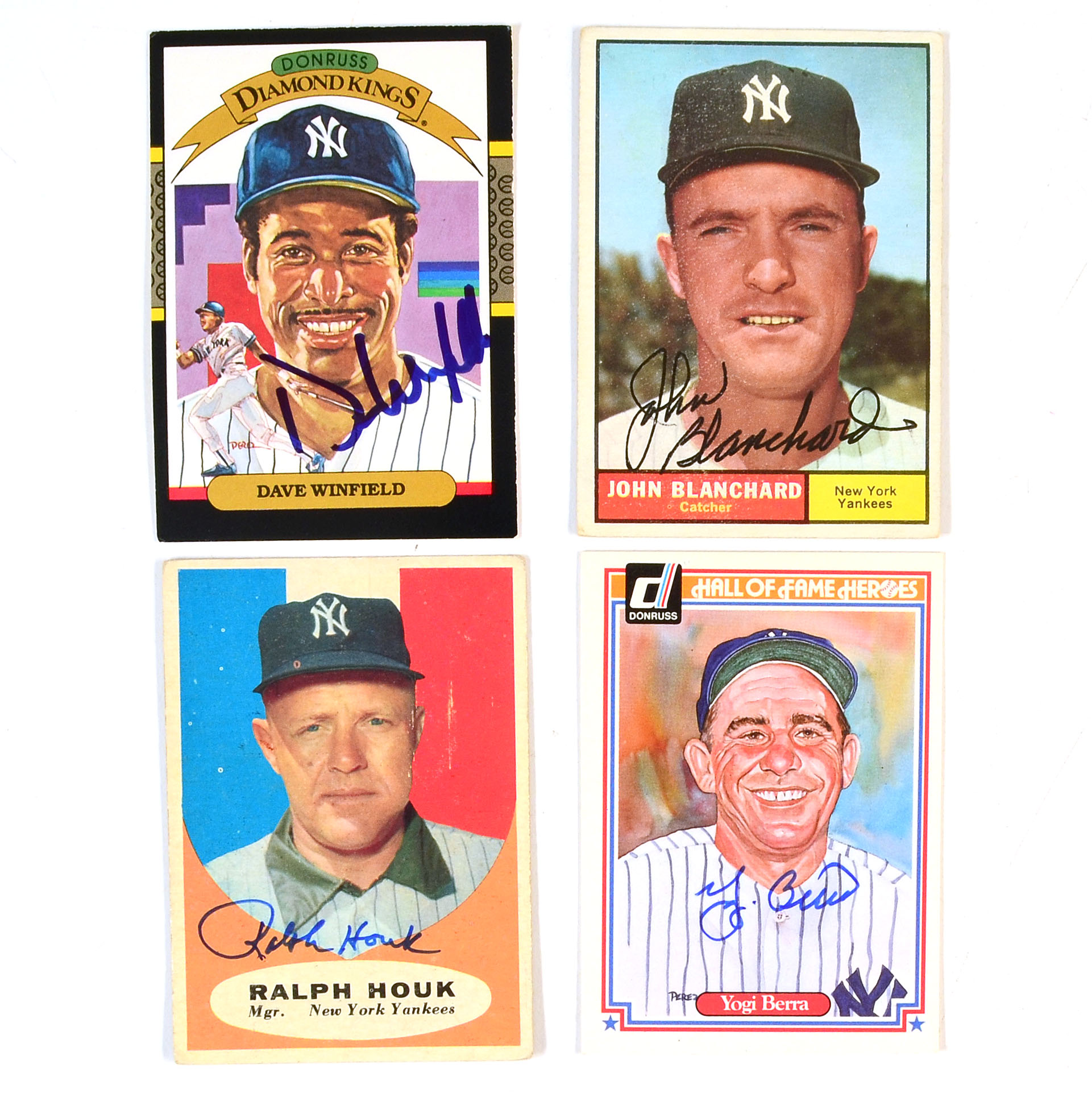 Berra, Houk, Winfield, and Blanchard Signed Cards