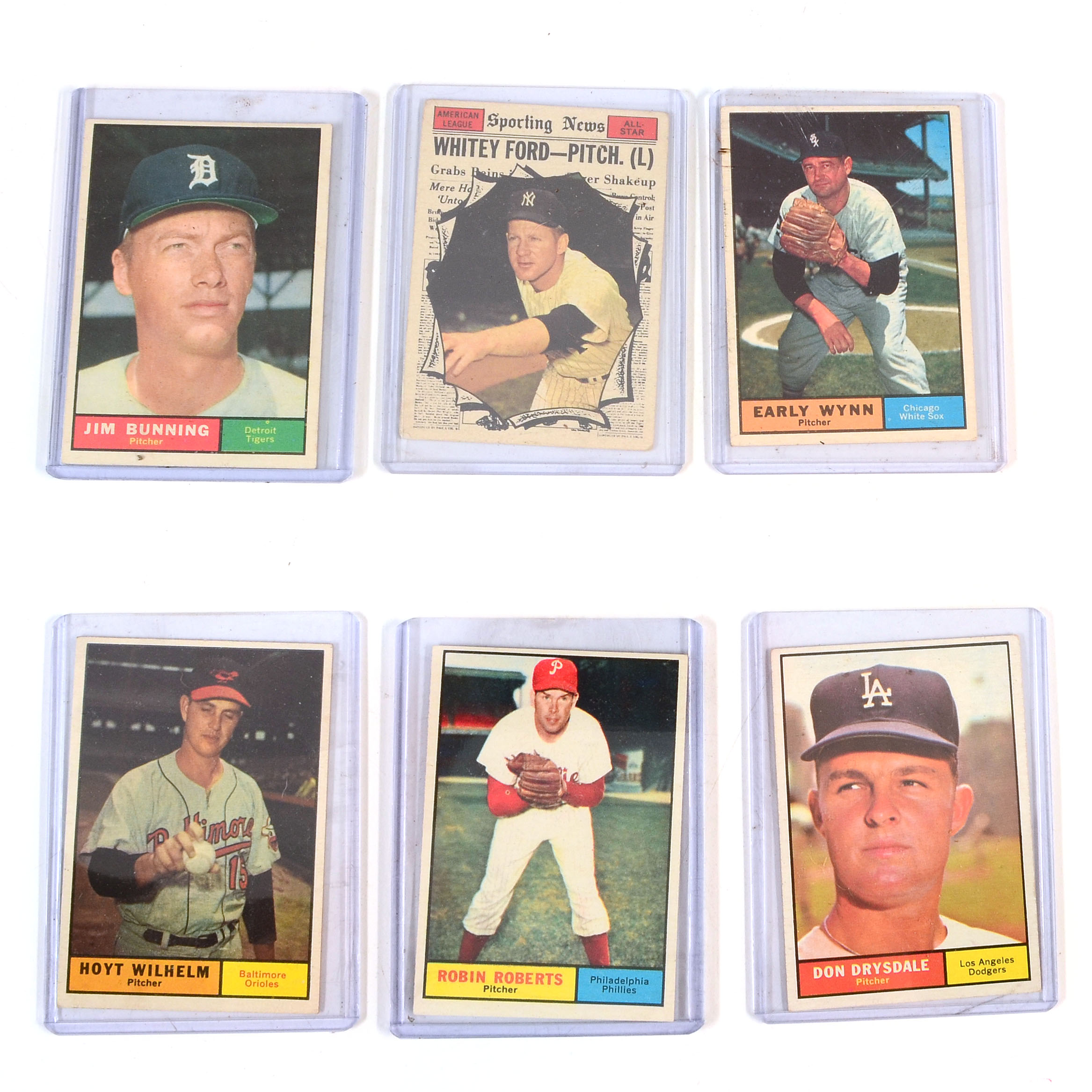 Six 1961 Hall Of Fame Player Topps Baseball Cards