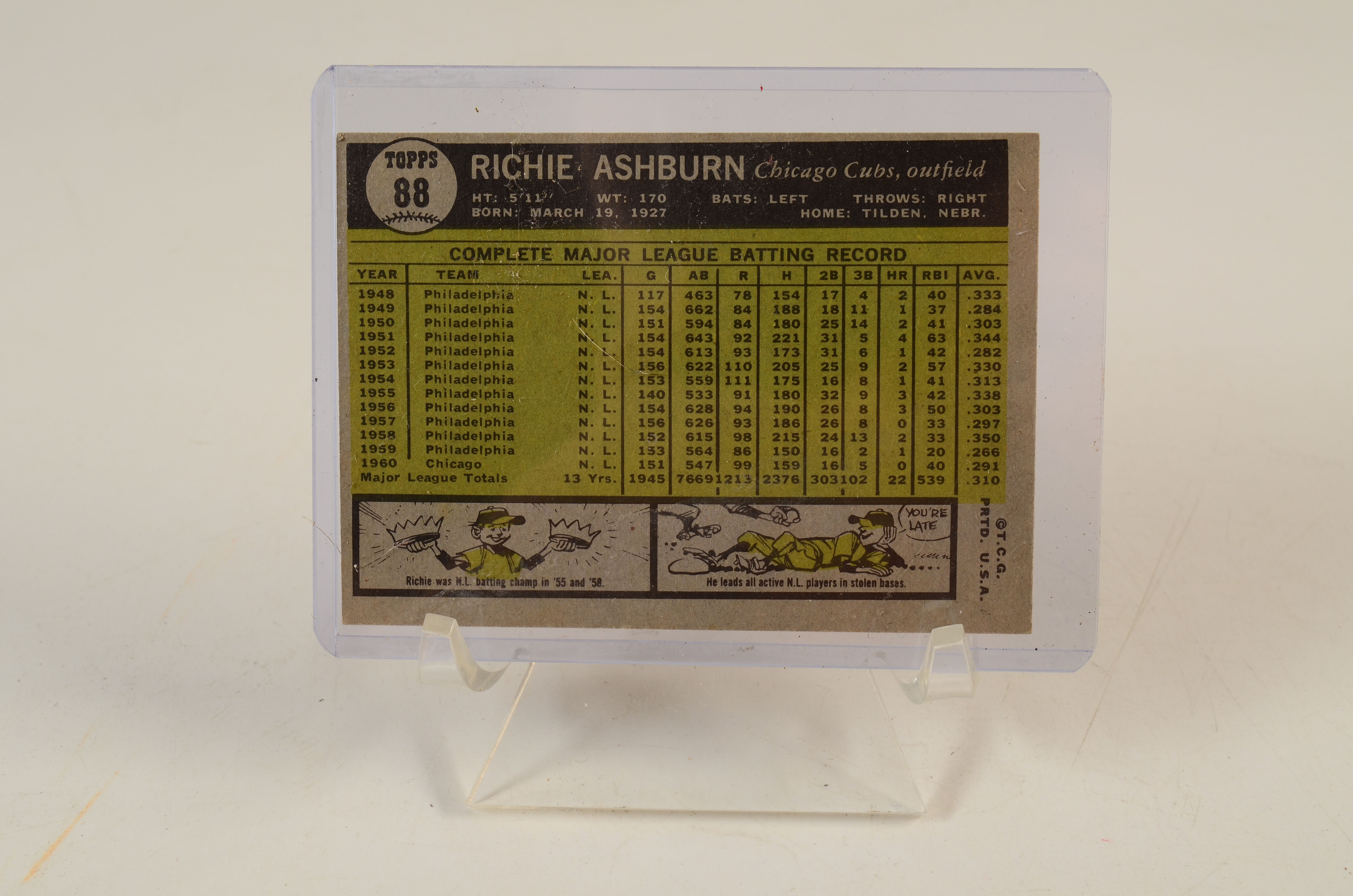 Five 1961 Topps Hall Of Fame Player Baseball Cards