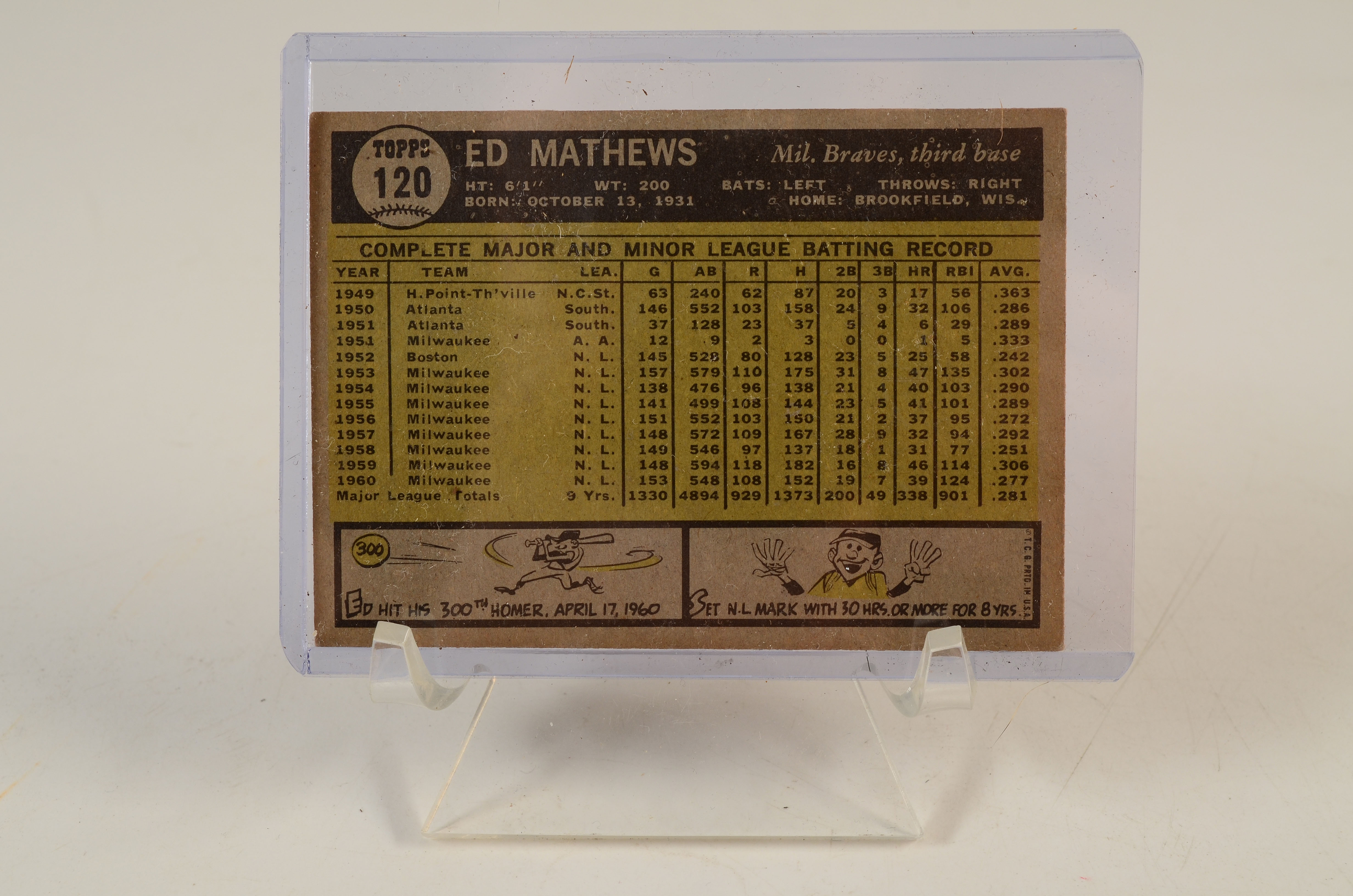 Five 1961 Topps Hall Of Fame Player Baseball Cards