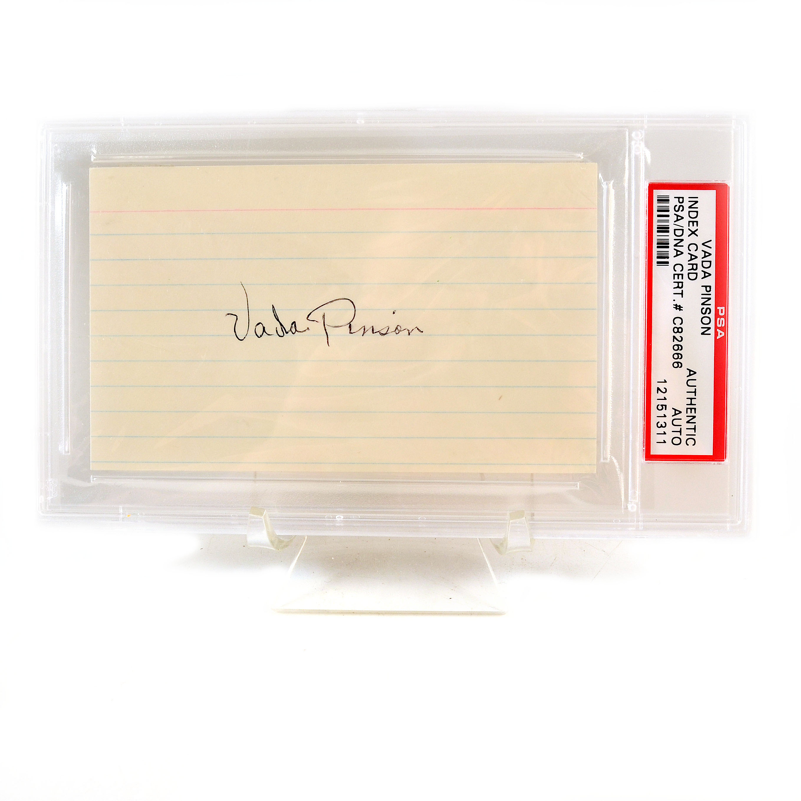 Vada Pinson Signed Index Card PSA Slabbed