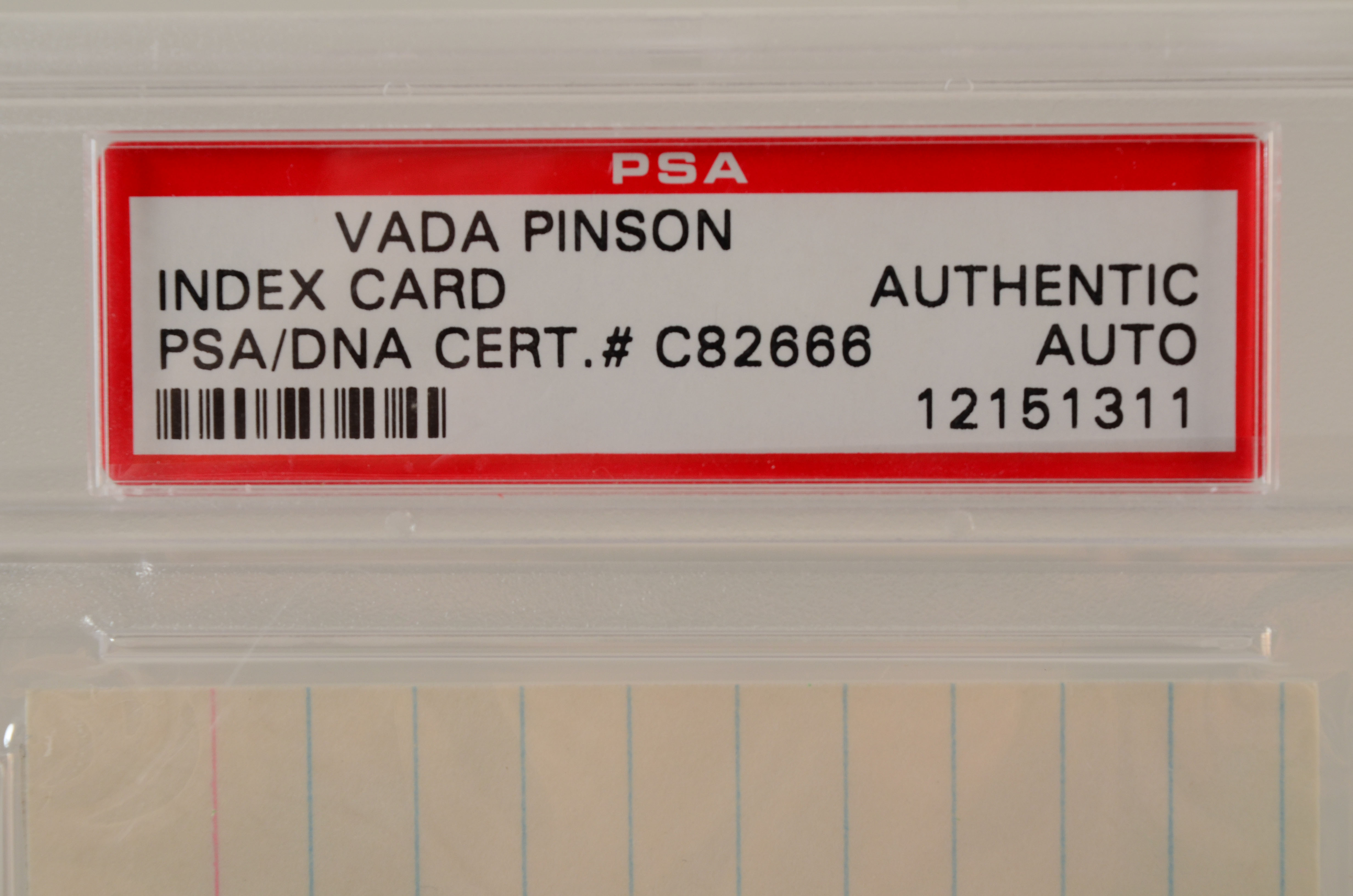 Vada Pinson Signed Index Card PSA Slabbed