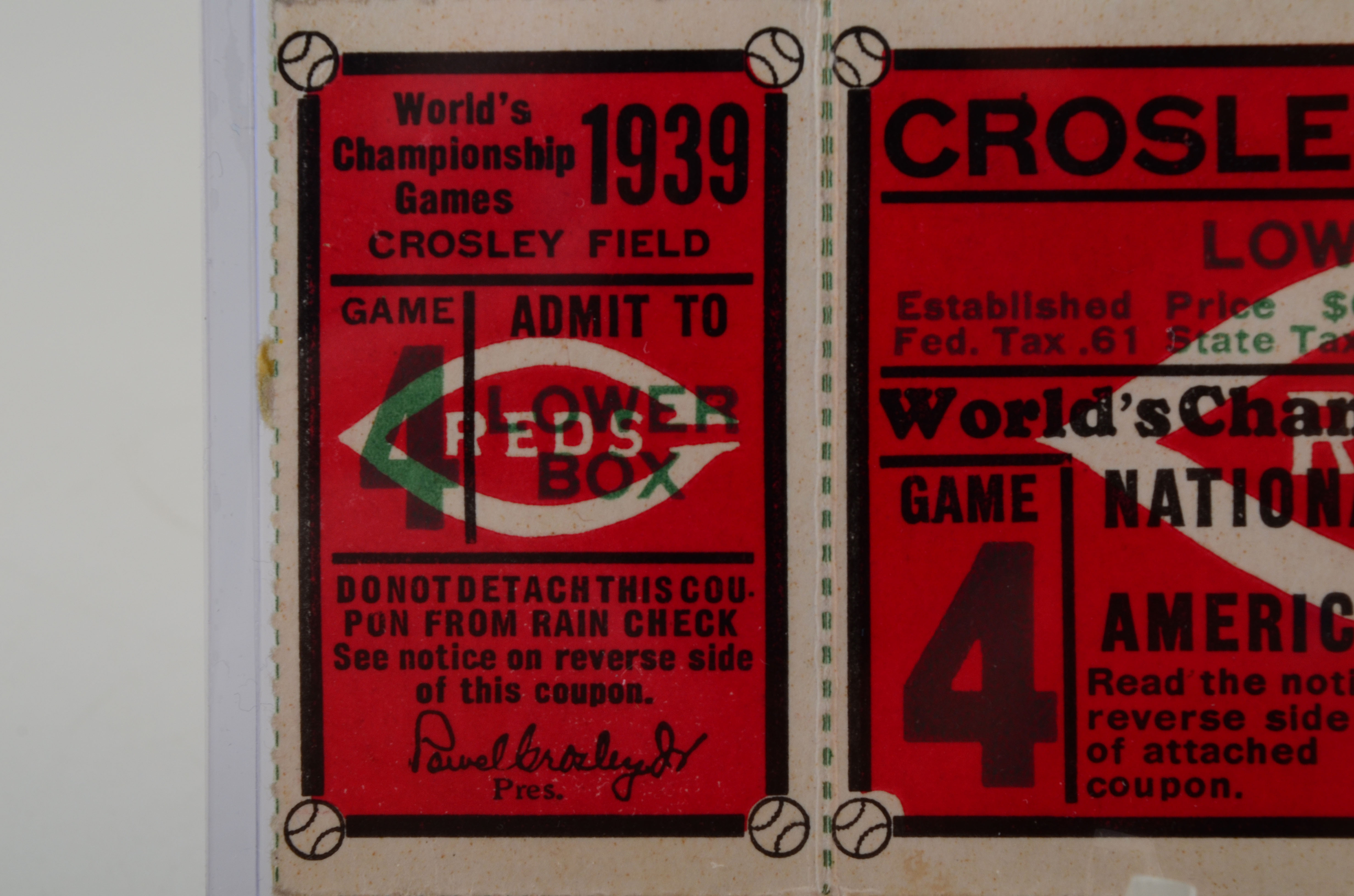 1939 Cincinnati Reds Vs. New York Yankees World Series Ticket