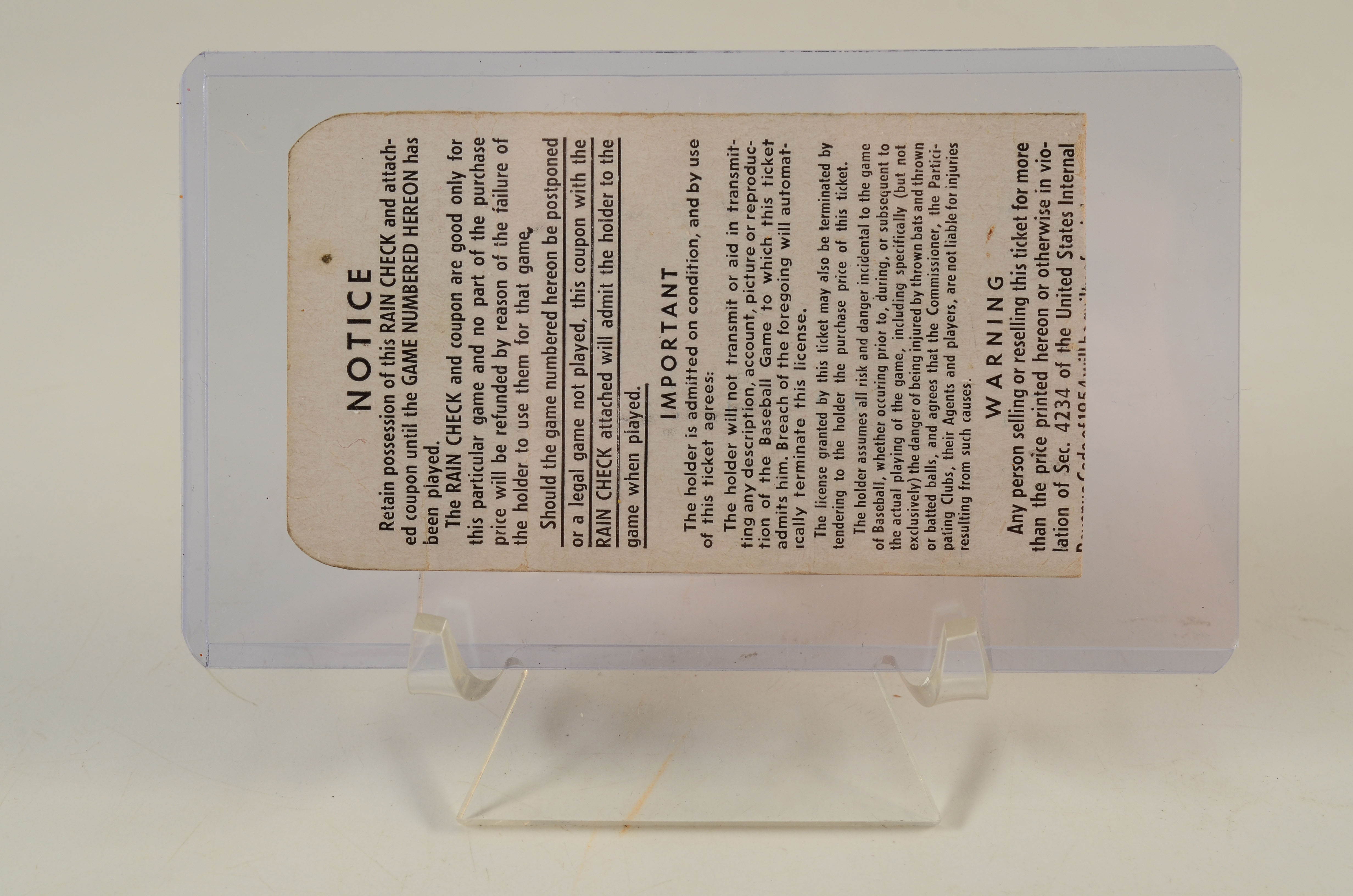 1961 and 1972 World Series Baseball Ticket Stubs