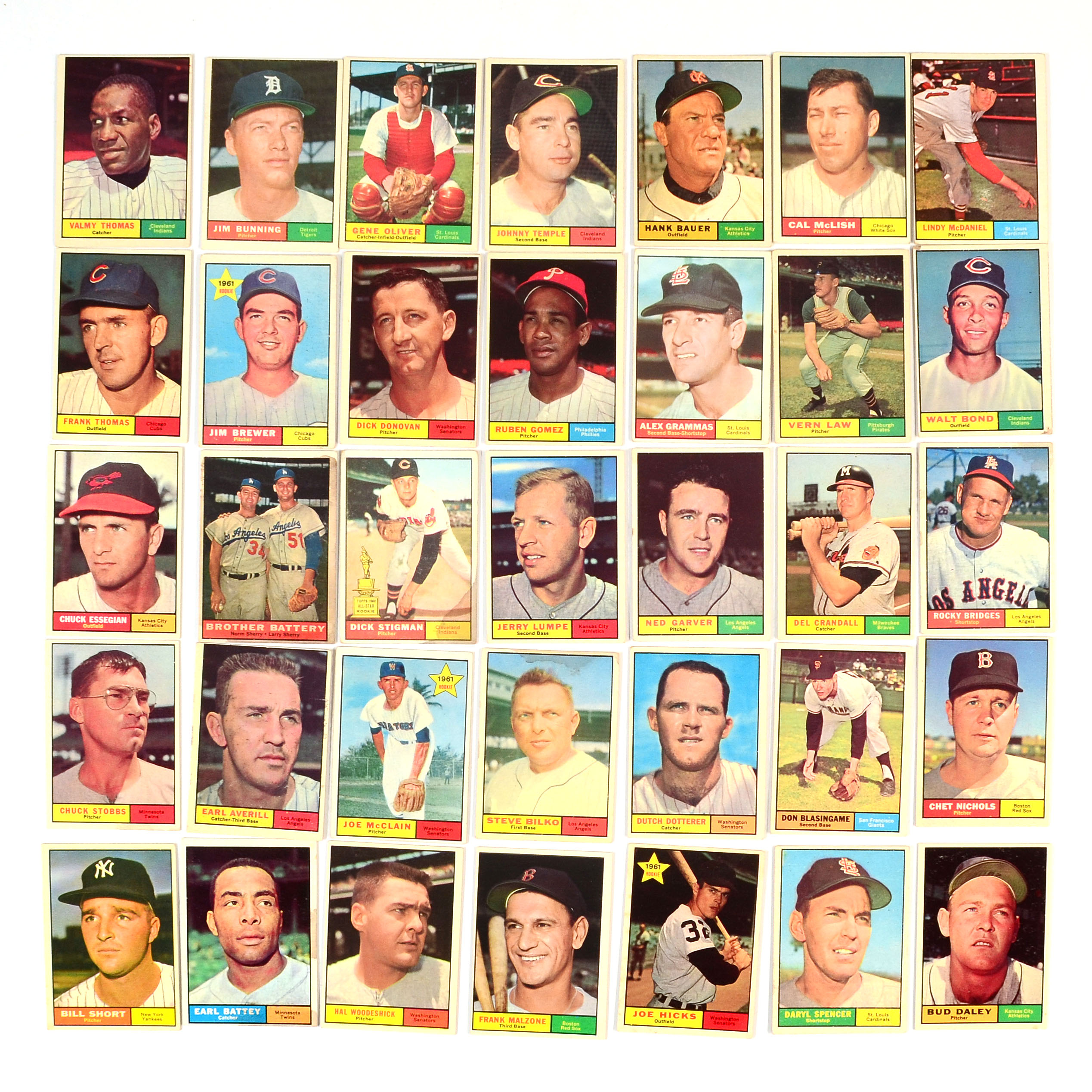 Thirty-Six 1961 Topps Baseball Cards