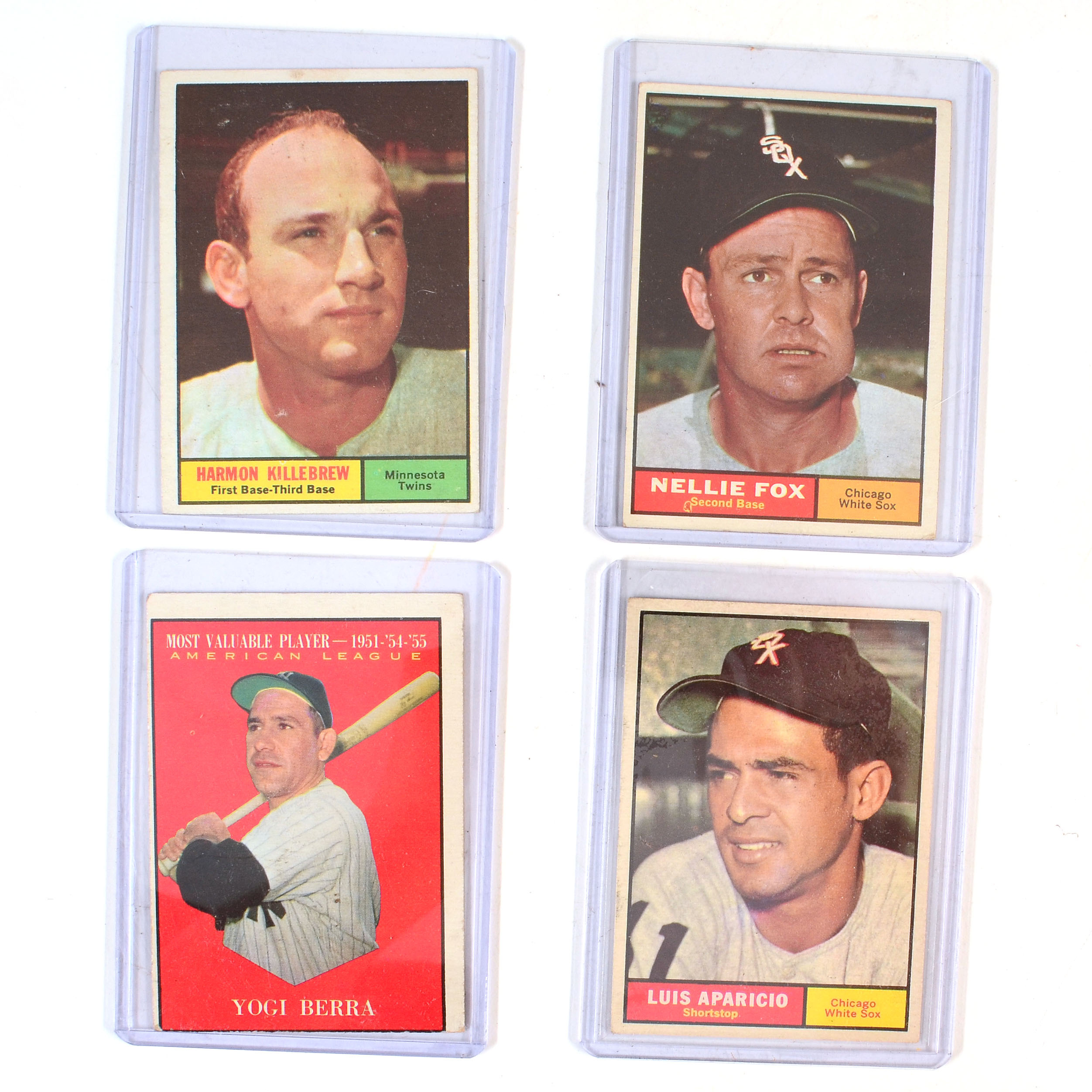 Four 1961 Topps Hall Of Fame Player Baseball Cards