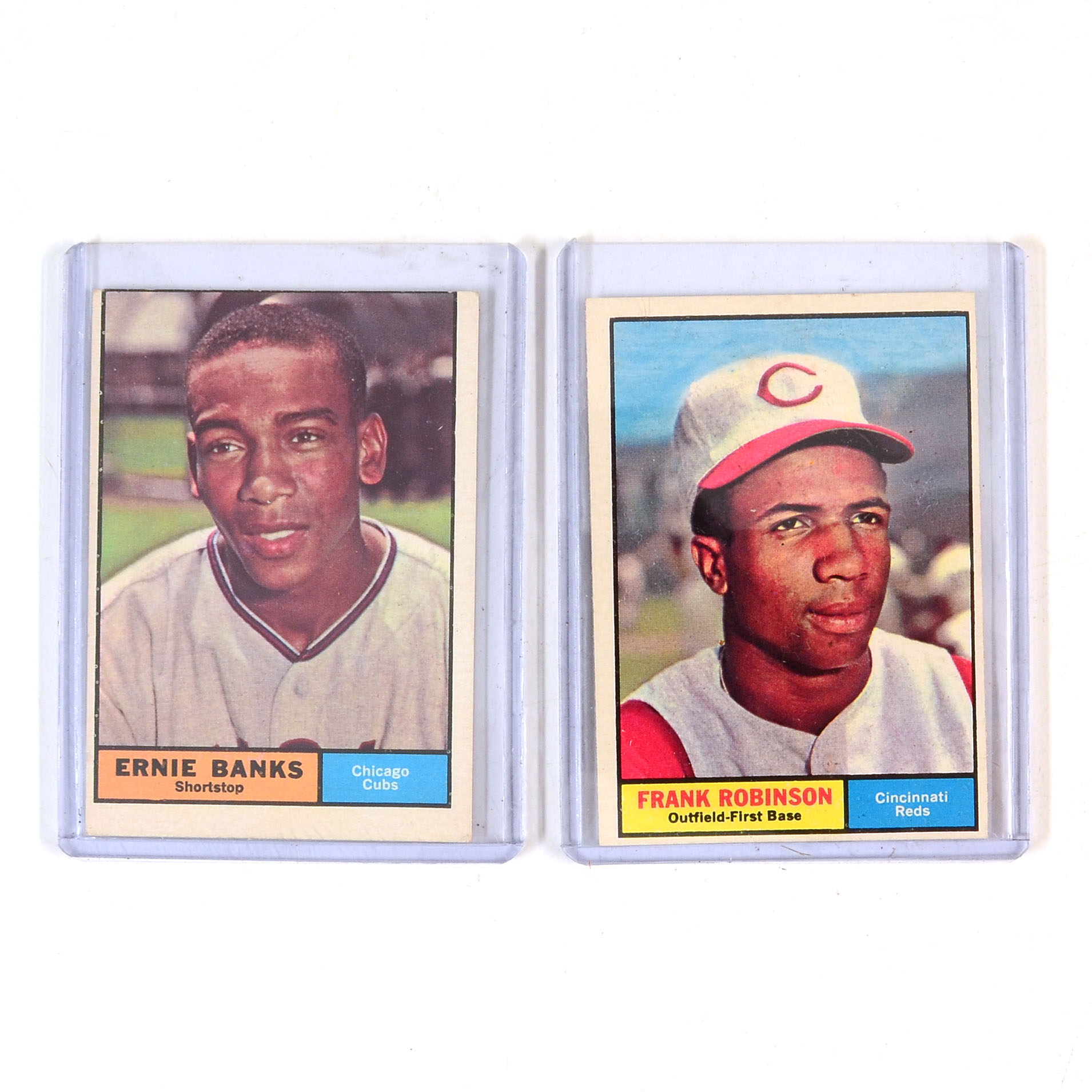 1961 Ernie Banks and Frank Robinson Topps Baseball Cards