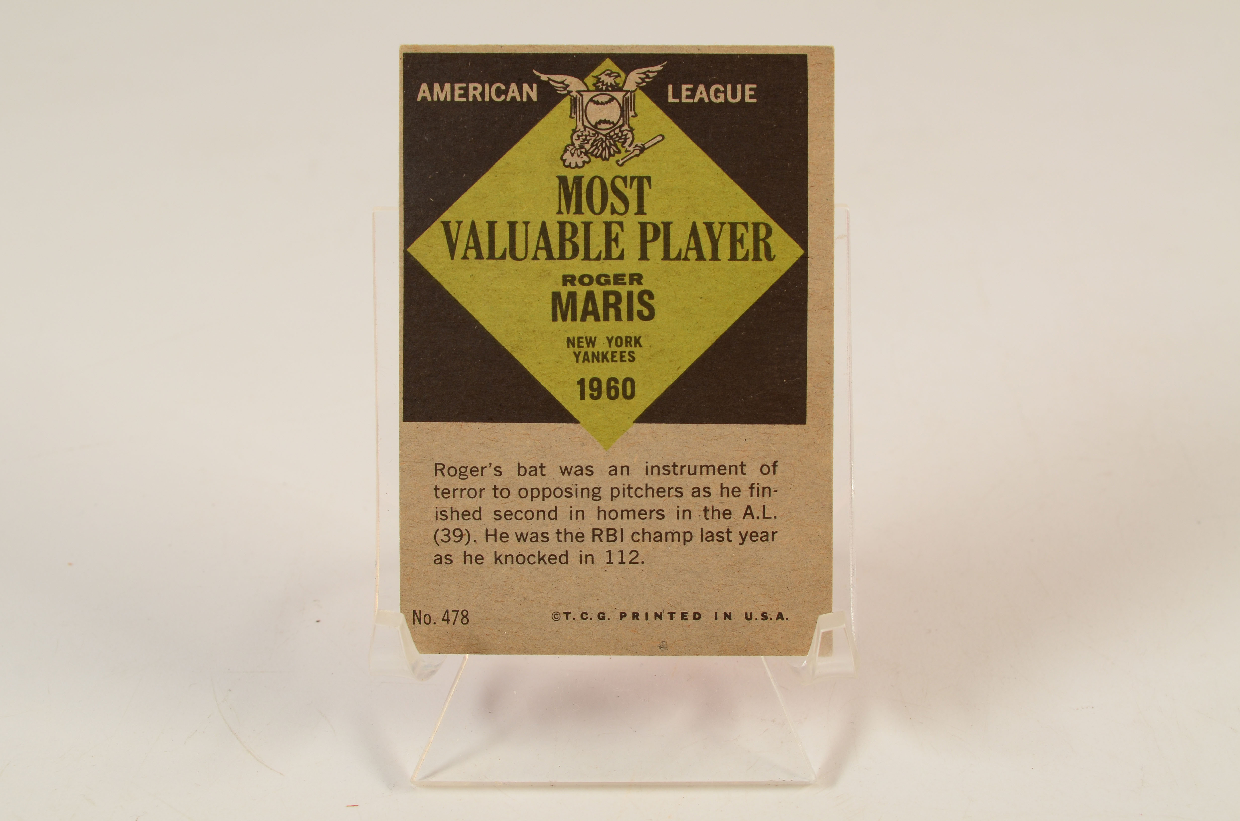 1961 Banks and Maris "MVP" Topps Baseball Cards