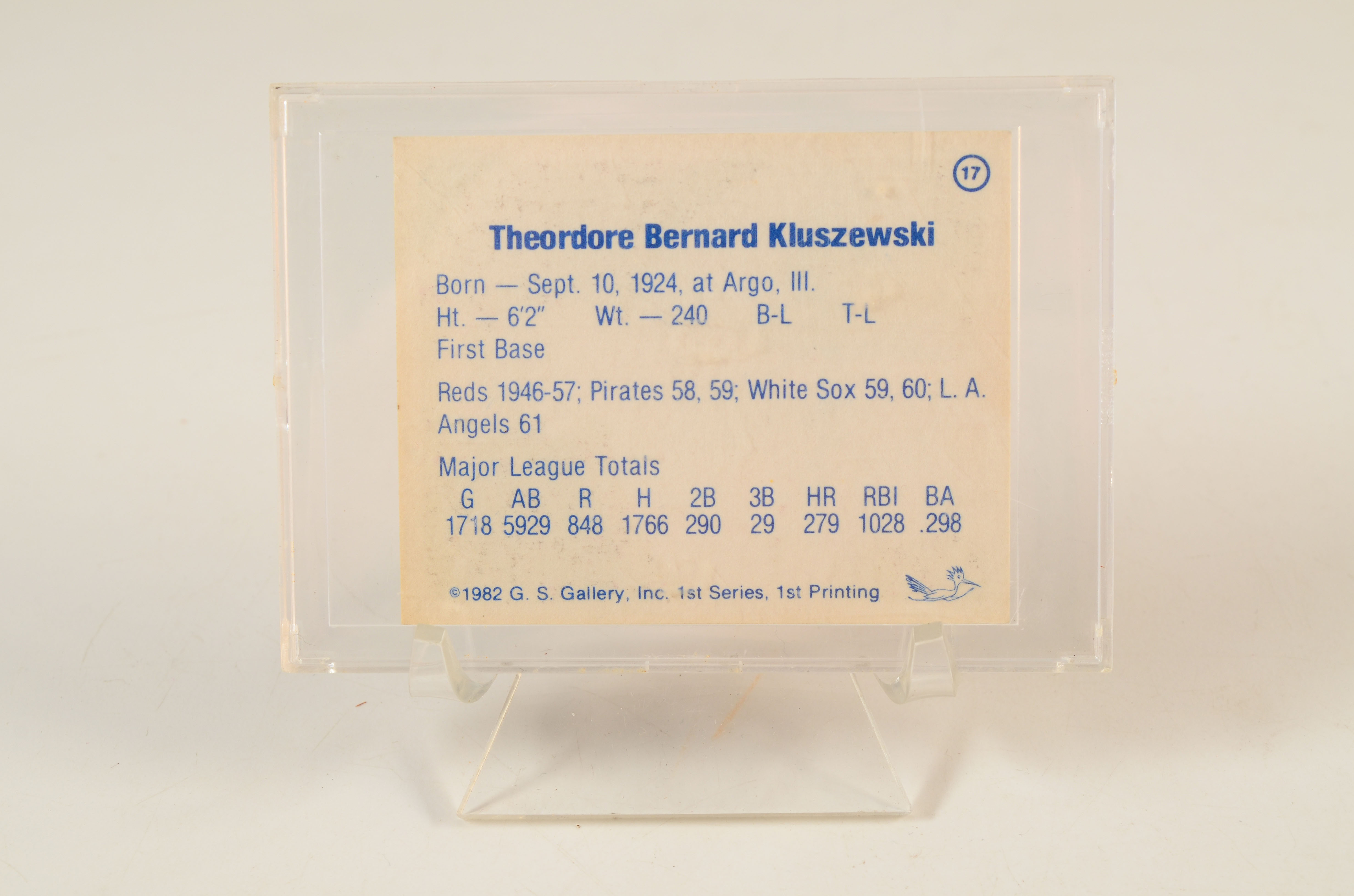 Ted Kluszewski Signed Card and More