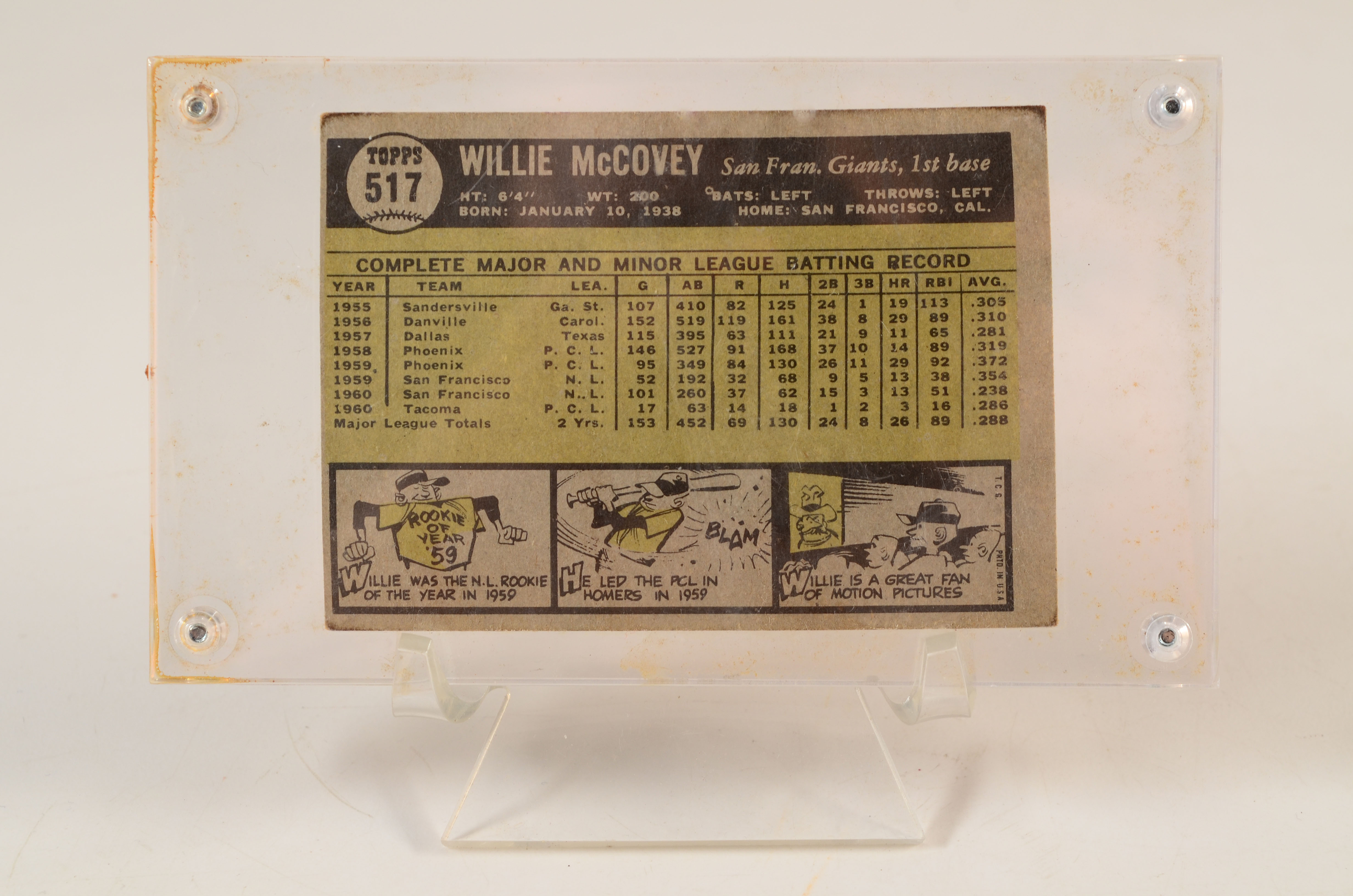 Campanella and McCovey Topps 1961 Baseball Cards