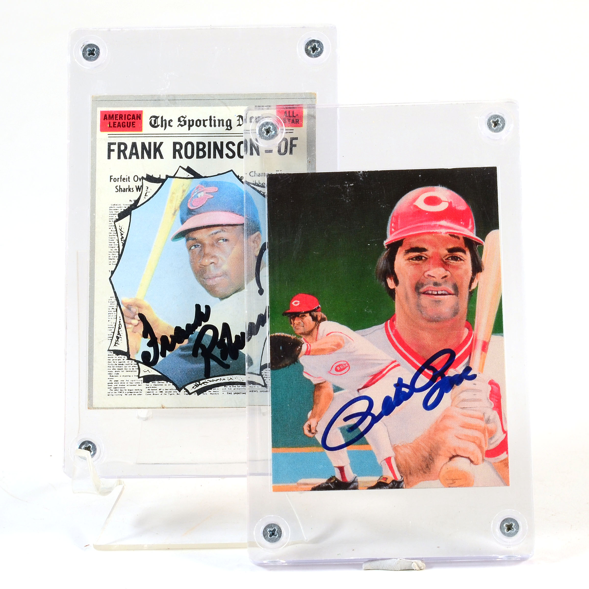 Rose and F. Robinson Autographed Baseball Cards