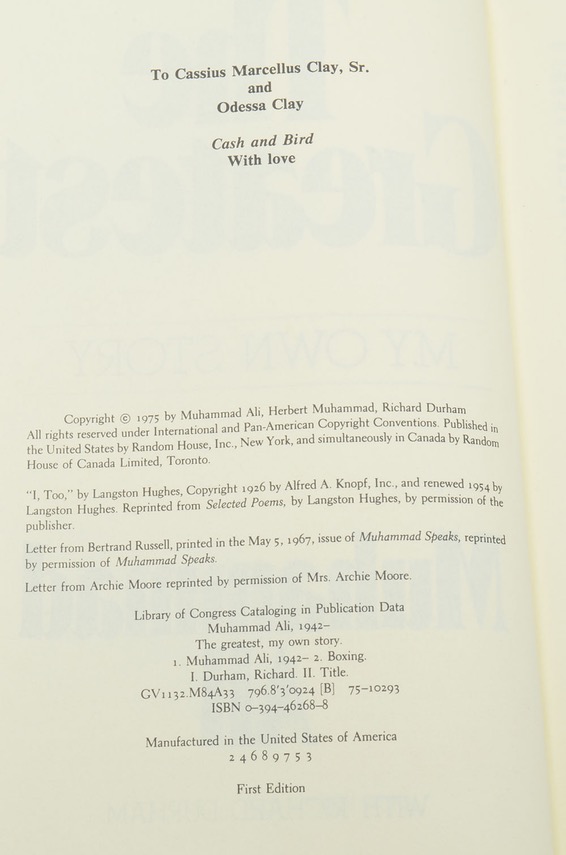 Muhammad Ali Signed "The Greatest: My Own Story"