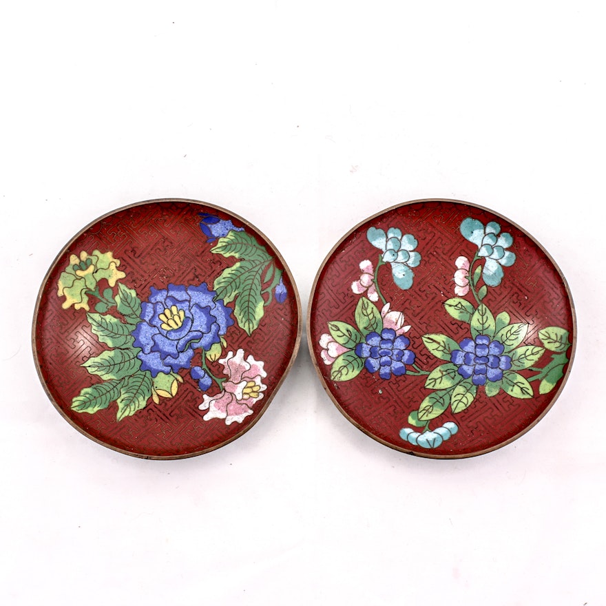 Pair of Vintage Chinese Cloisonné Dishes