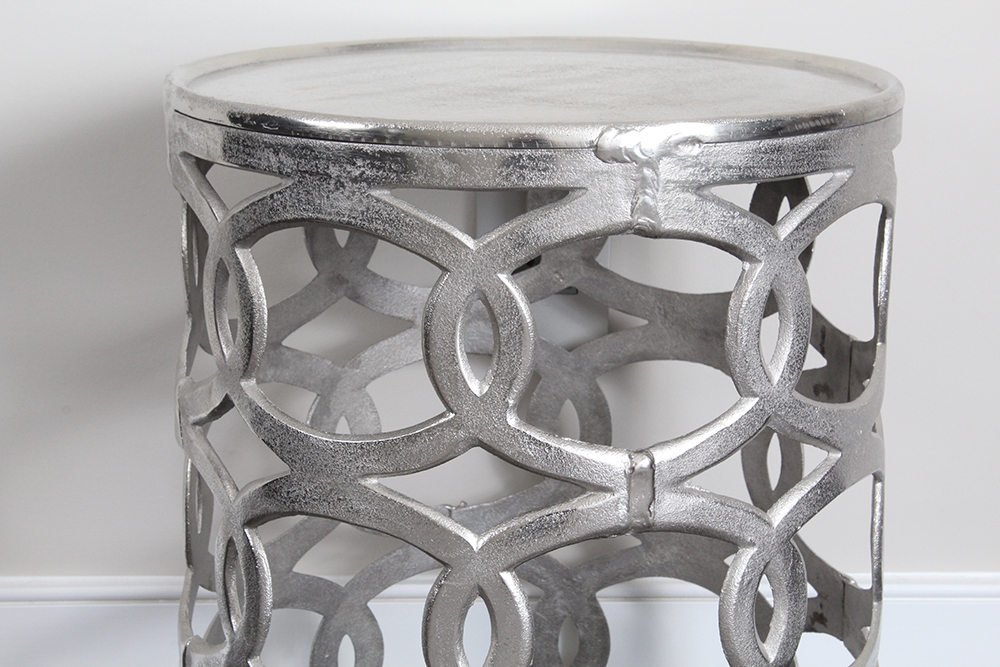 Silver-Tone Round Accent Table