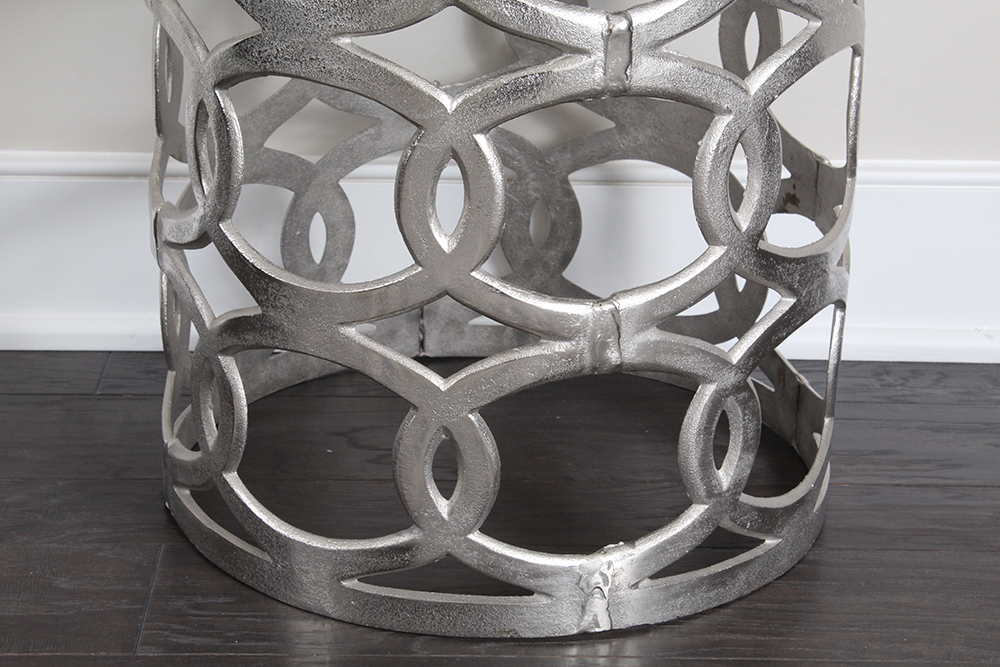 Silver-Tone Round Accent Table