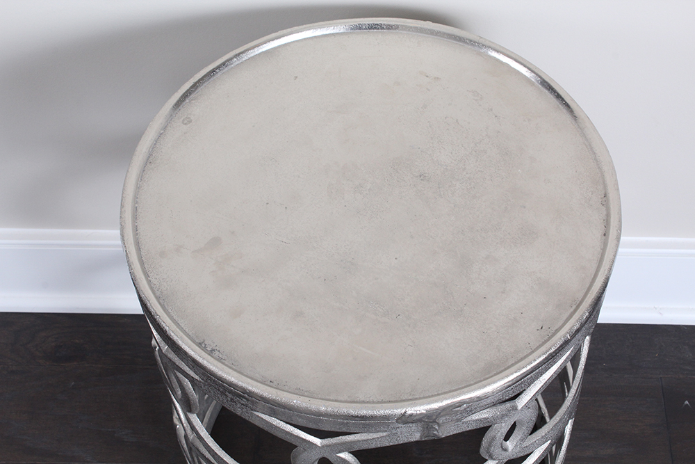 Silver-Tone Round Accent Table
