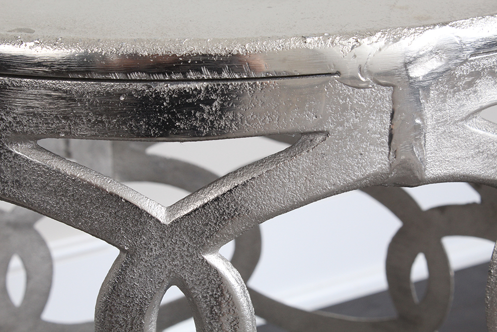 Silver-Tone Round Accent Table