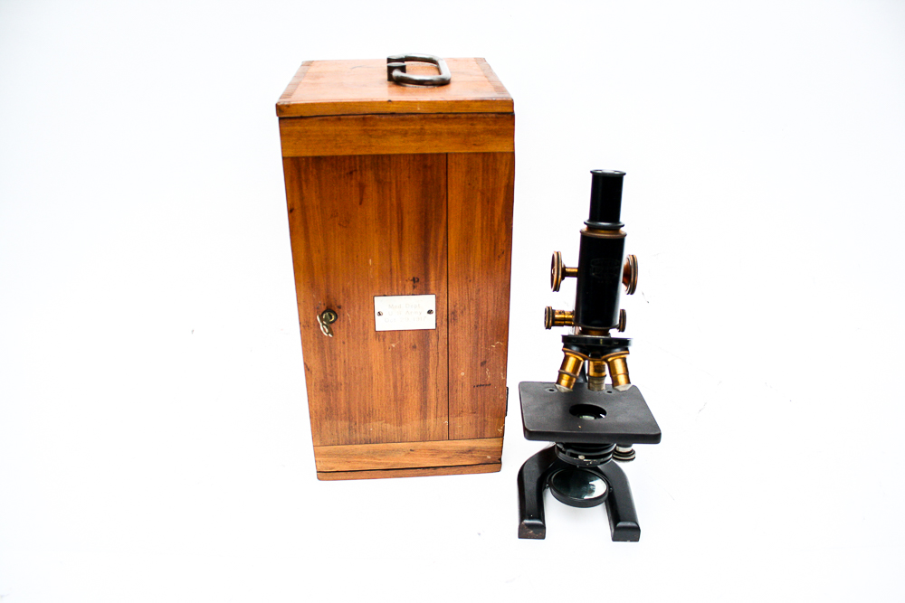 1917 U.S. Army Medical Department Microscope with Wooden Case