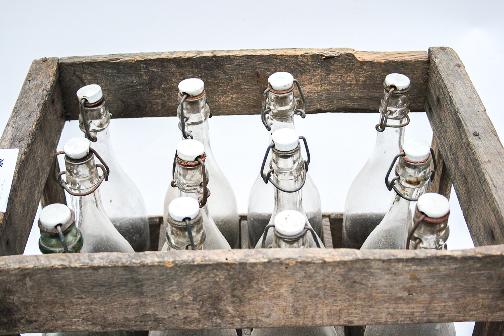 Vintage Hughe Brewery Wooden Crate with Bottles