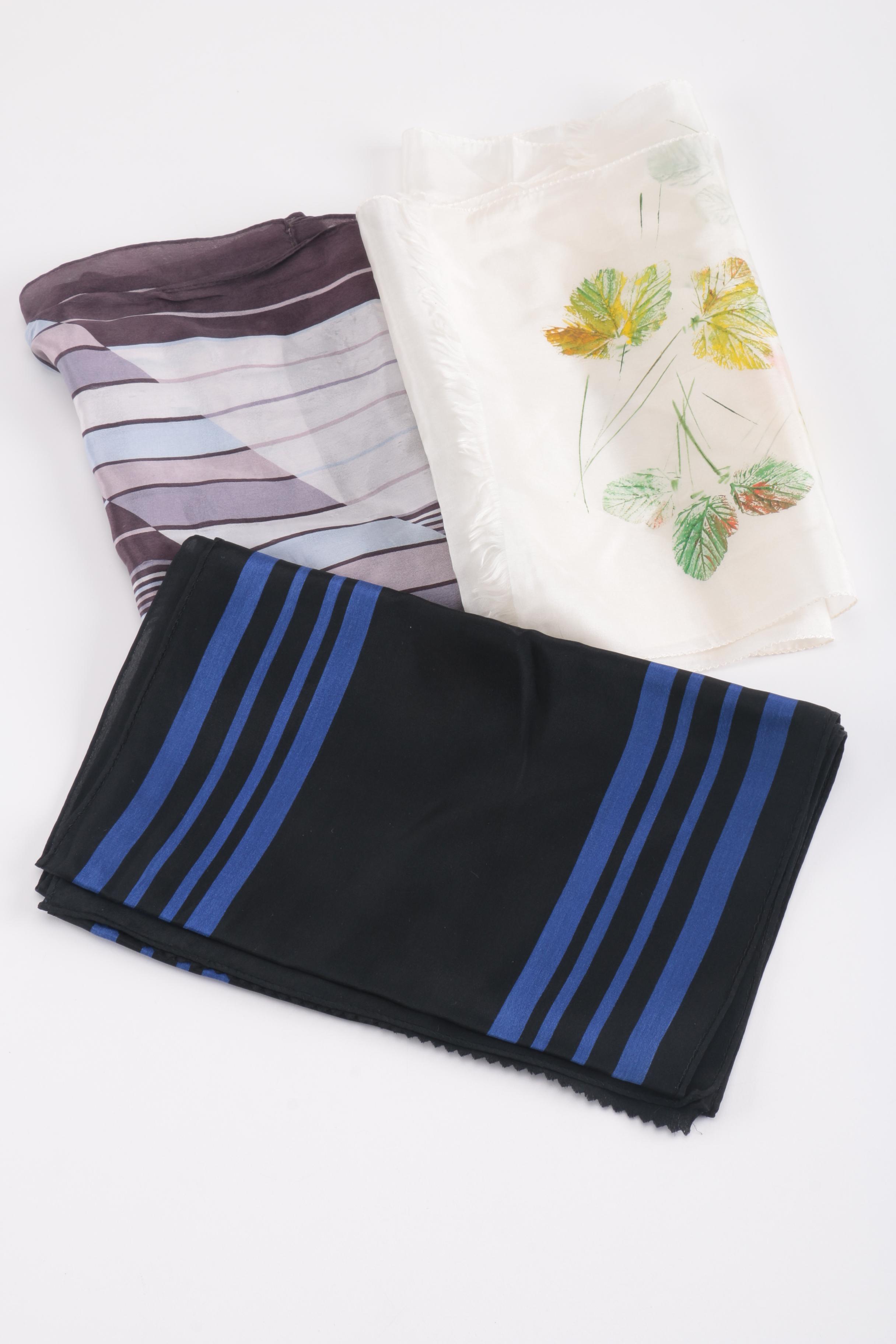 Scarves Including Leaf Prints and Oscar de la Renta