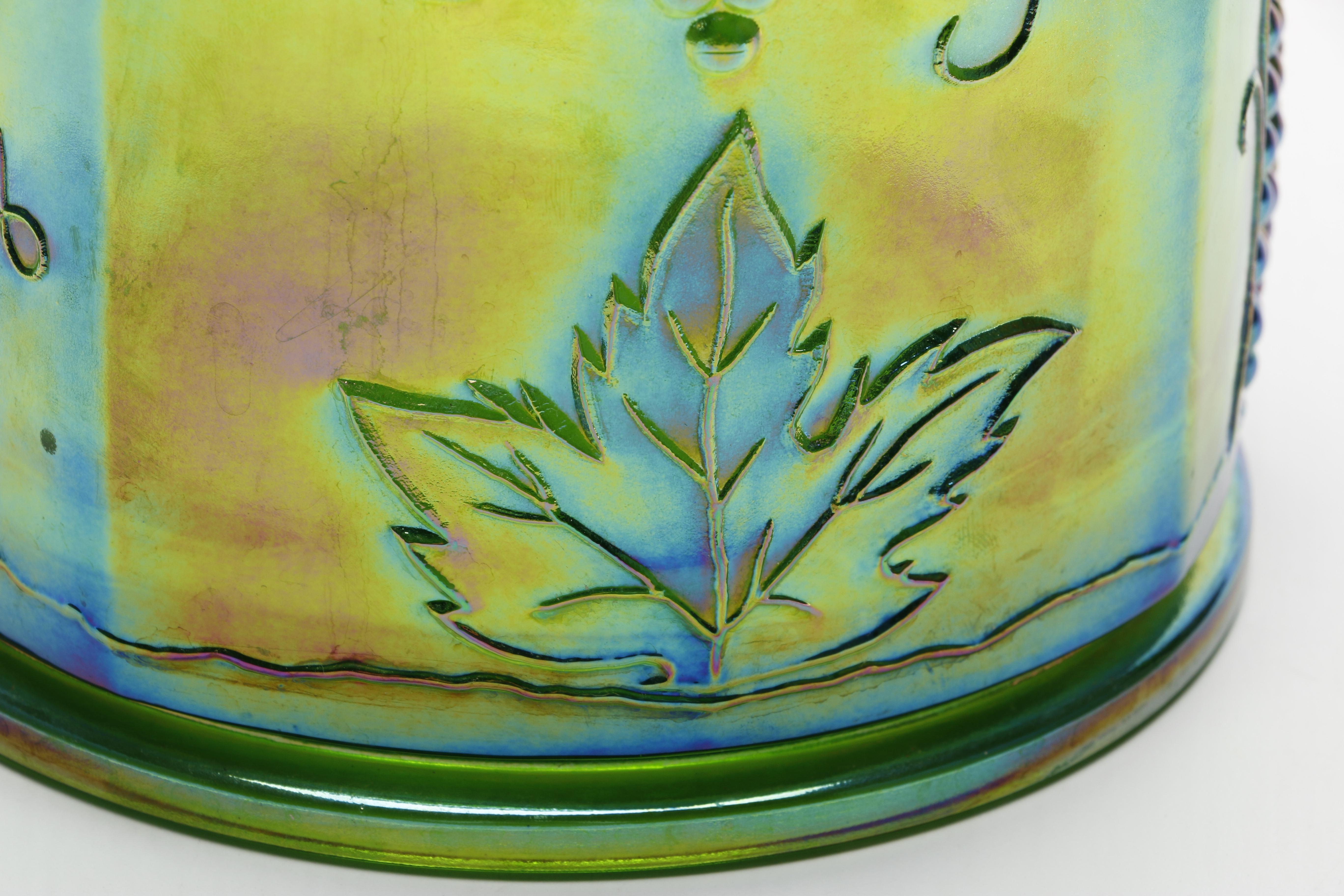 Vintage Indiana Glass Lime Green "Harvest" Candy Jar