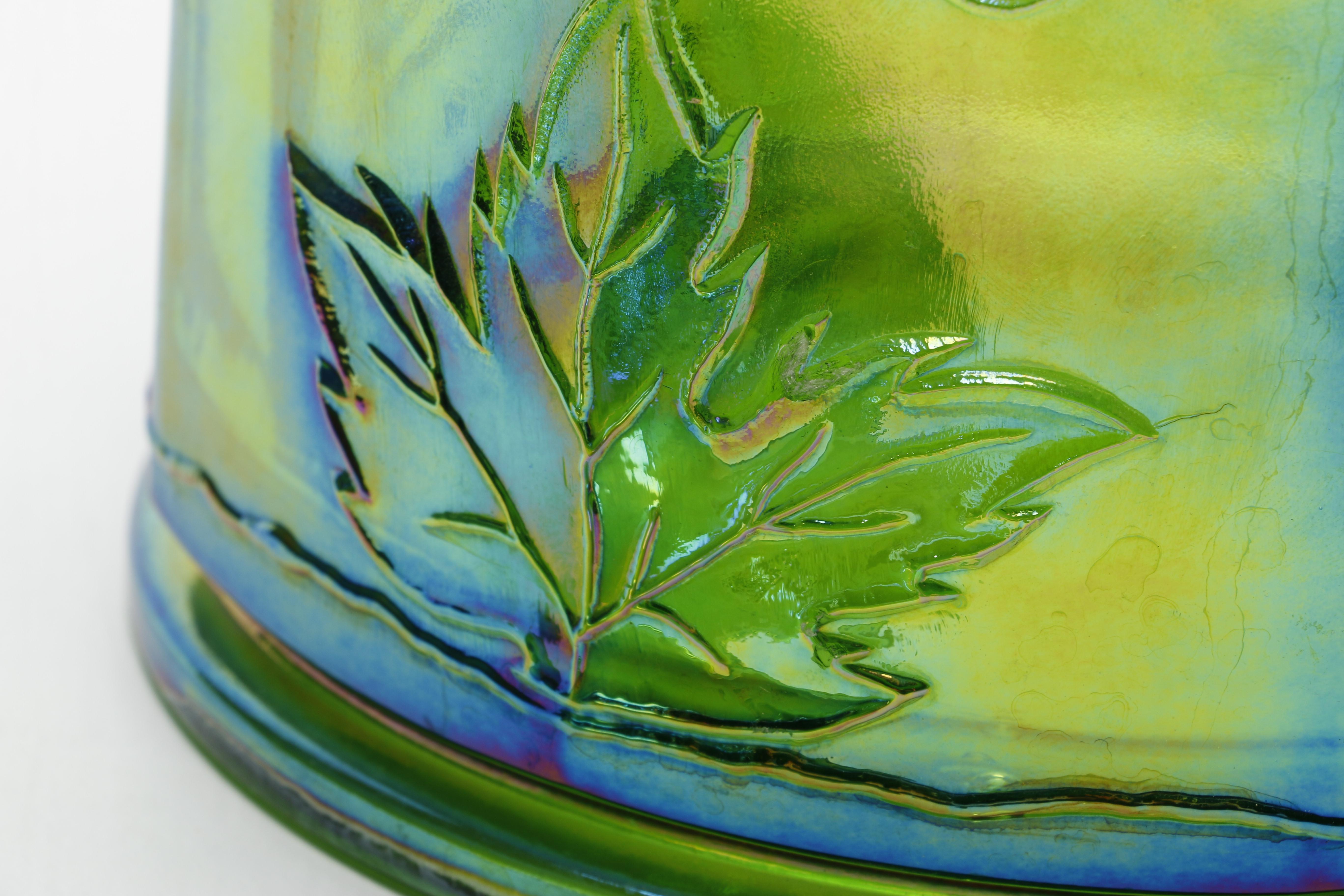 Vintage Indiana Glass Lime Green "Harvest" Candy Jar