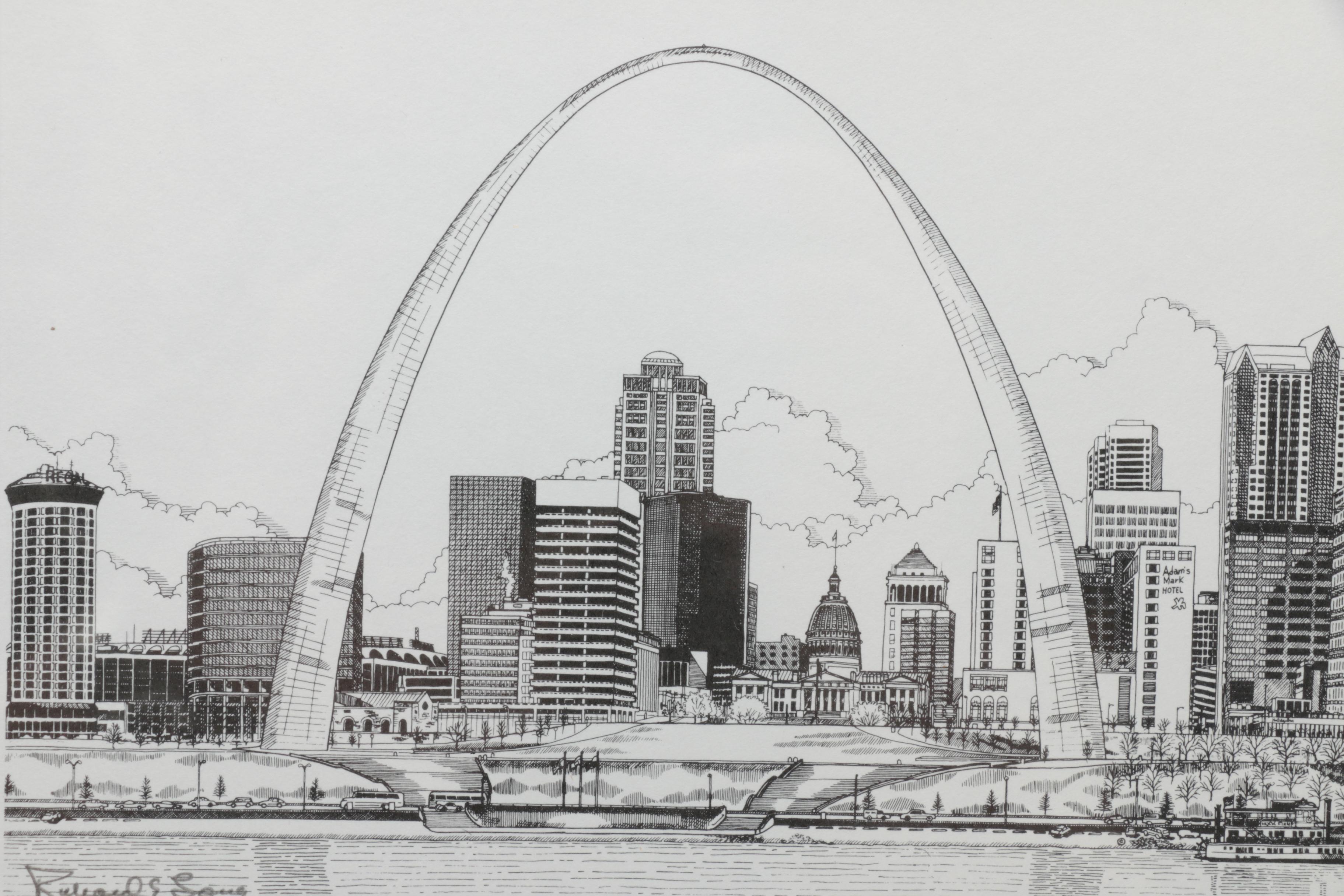 Richard Long Lithographs of St. Louis Architectural Landmarks
