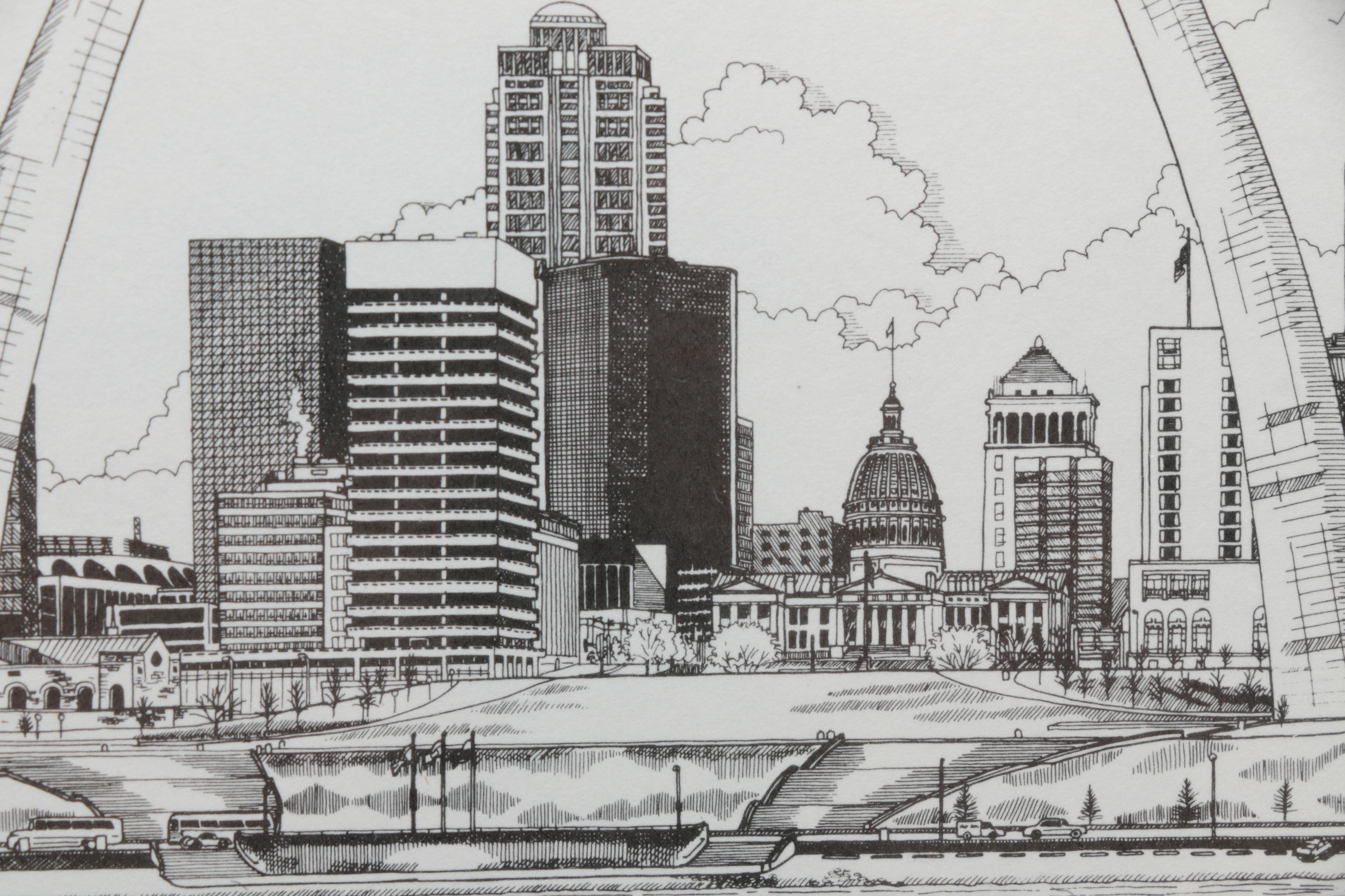 Richard Long Lithographs of St. Louis Architectural Landmarks