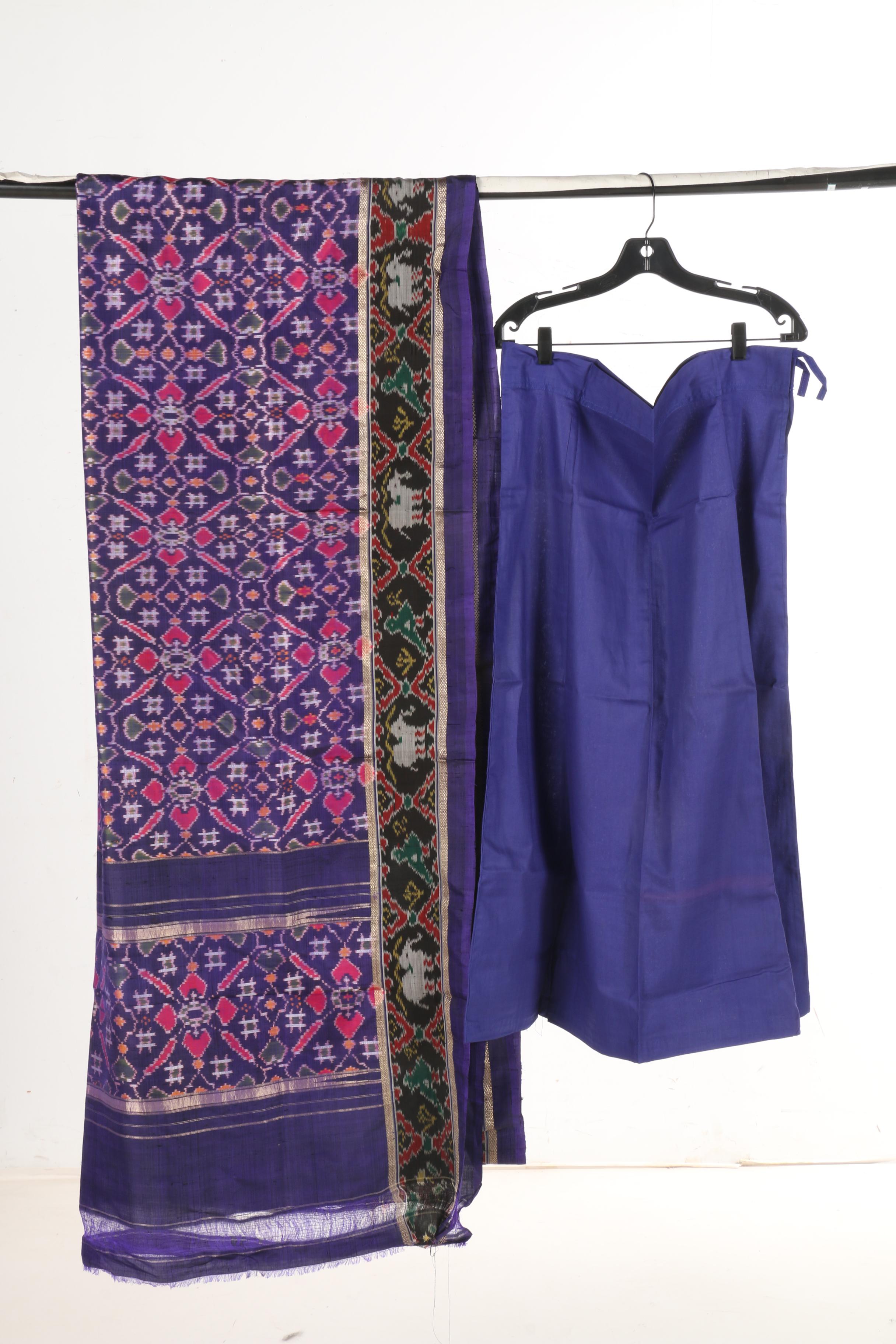 Assortment of Women's Chartreuse and Purple Saris