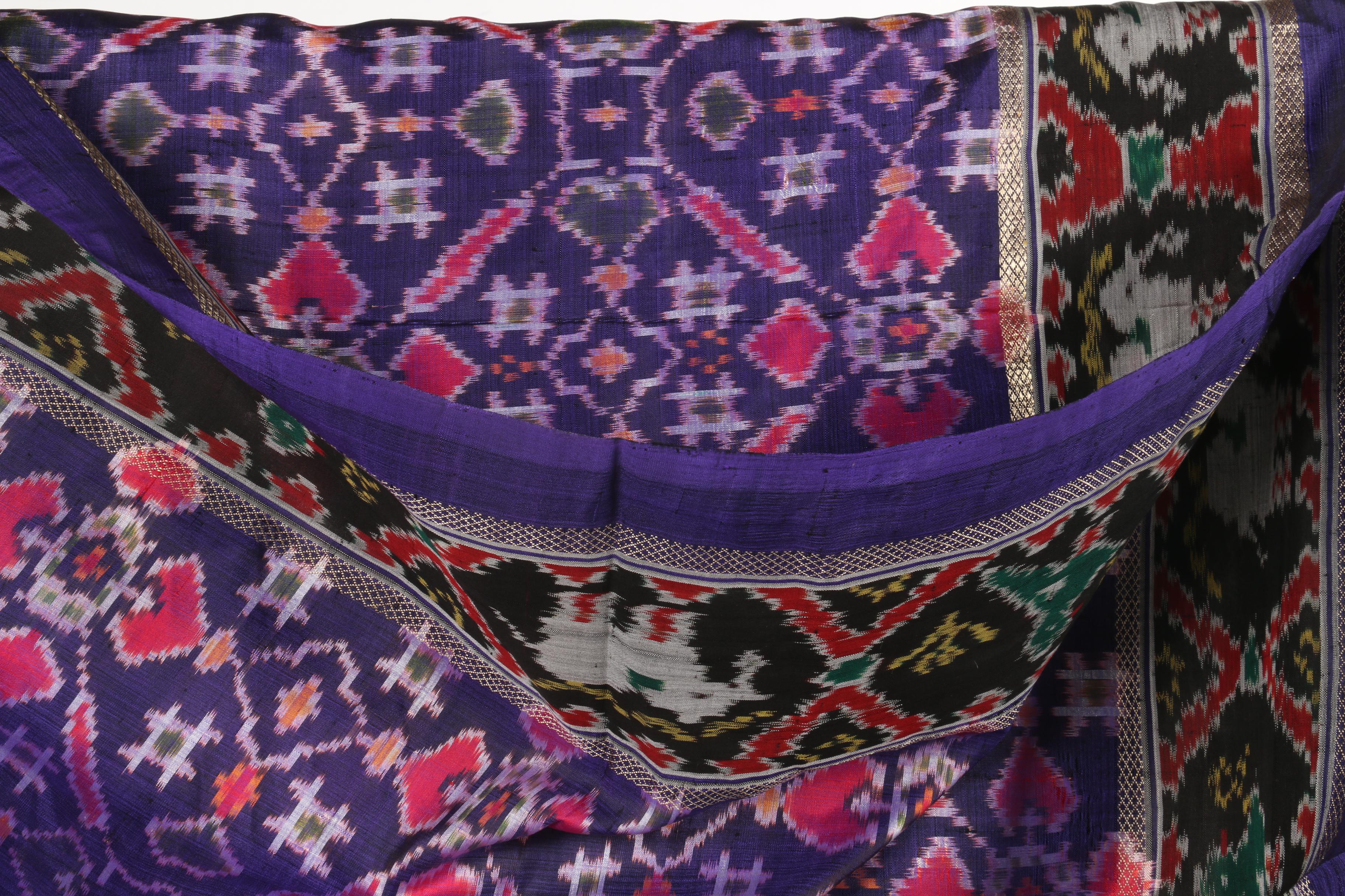 Assortment of Women's Chartreuse and Purple Saris